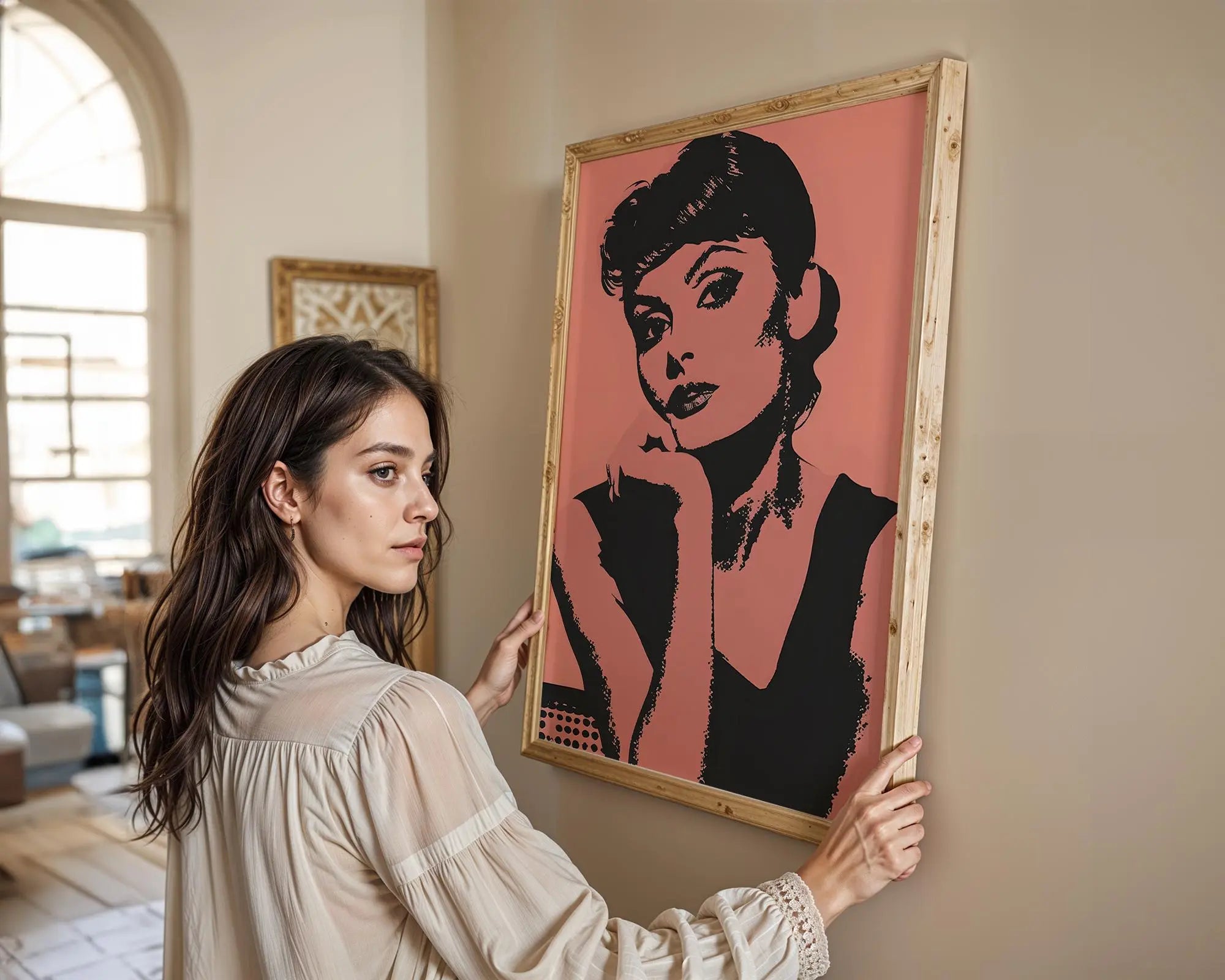 Modern Pop Art | Retro Hollywood Portrait Print | Pink & Black  (Unframed) wall art print, modern home decor, unframed artwork by Nomad & Nest