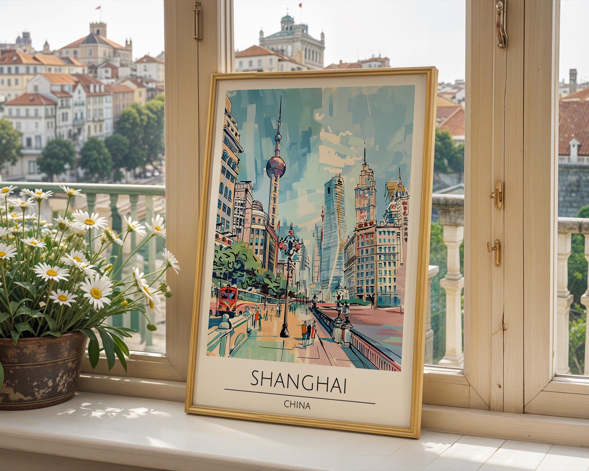Shanghai Skyline Art Print | Modern China Cityscape (260gsm Matte Paper) wall art print, modern home decor, unframed artwork by Nomad & Nest
