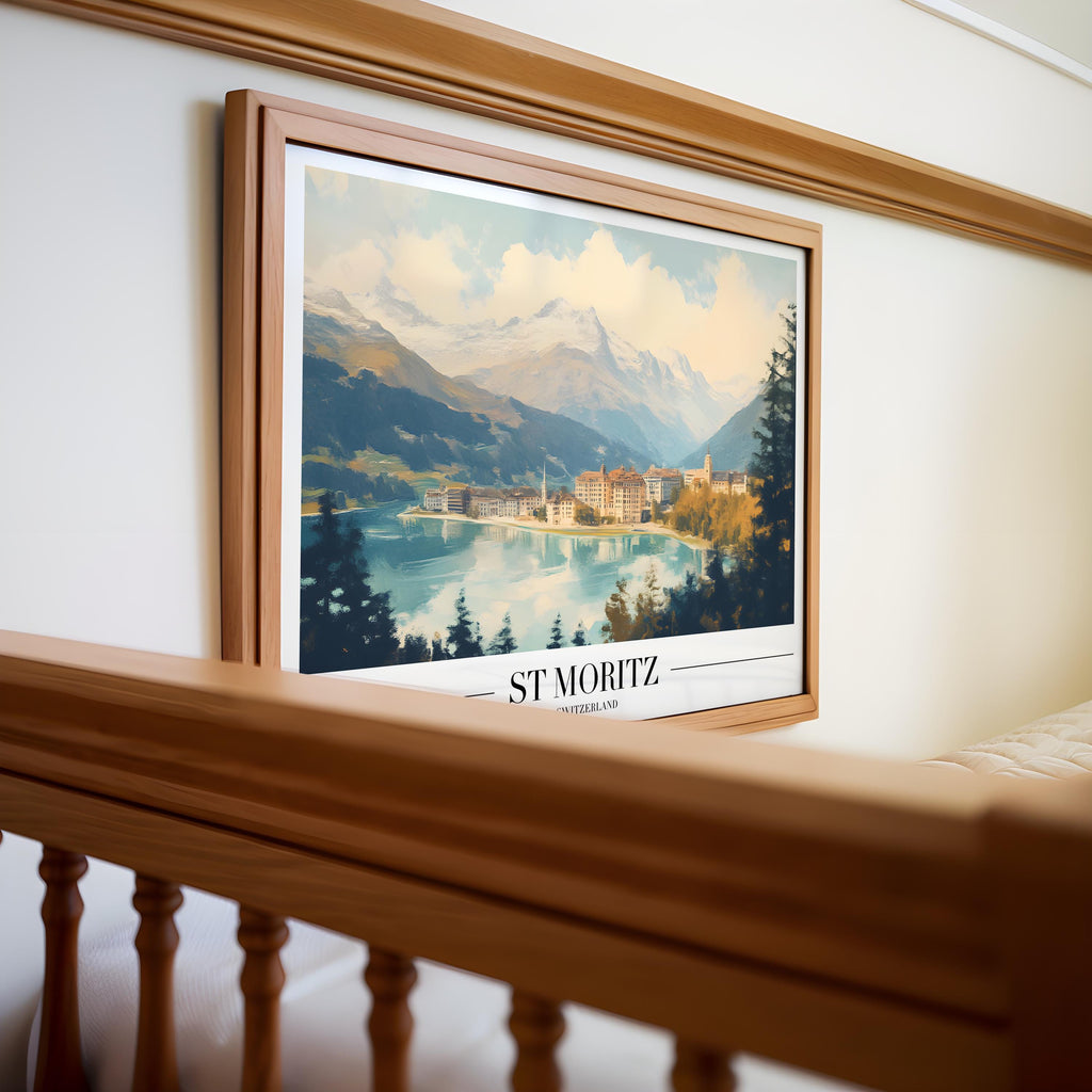 St Moritz Switzerland Poster Print | Winter Alps Travel Art wall art print, modern home decor, unframed artwork by Nomad & Nest