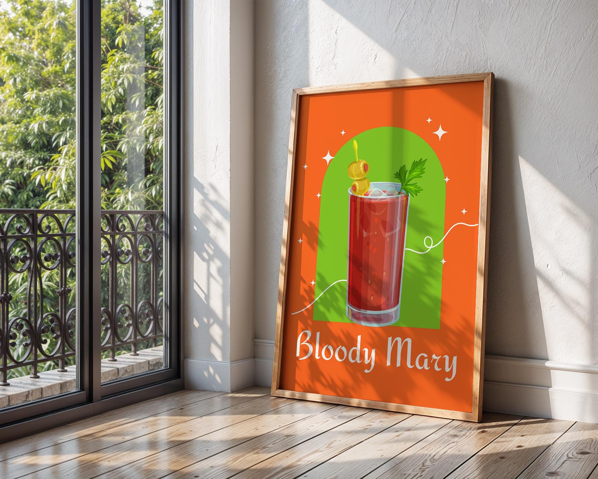 Bloody Mary Cocktail Print | Retro Modern Bar Illustration wall art print, modern home decor, unframed artwork by Nomad & Nest