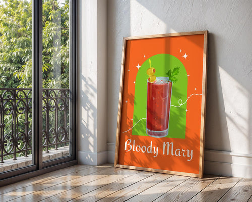 Bloody Mary Cocktail Print | Retro Modern Bar Illustration wall art print, modern home decor, unframed artwork by Nomad & Nest