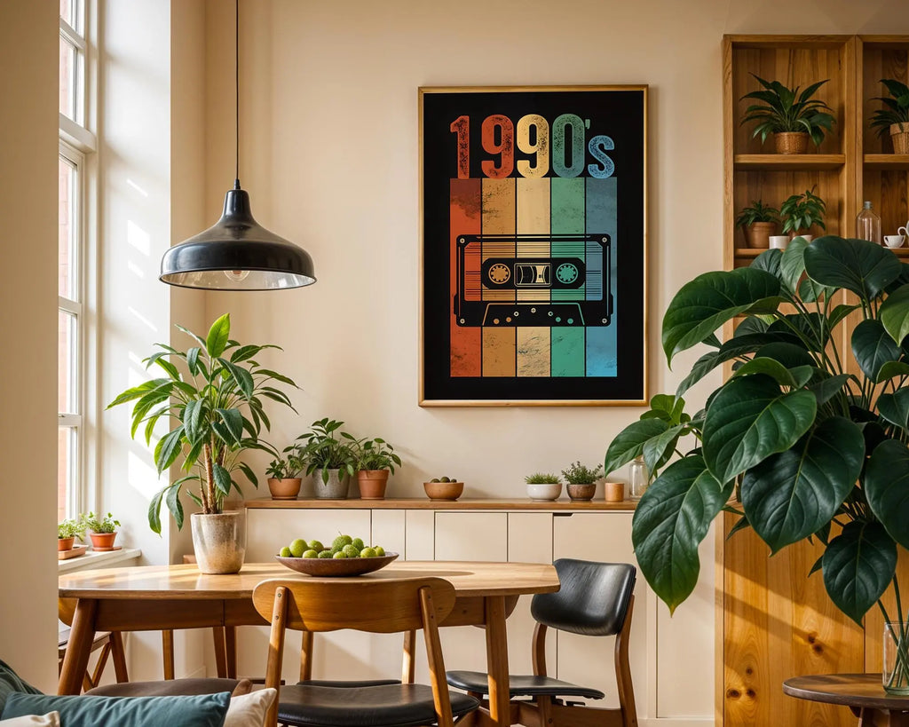 1990s Cassette Tape Art Print | Retro Music Poster wall art print, modern home decor, unframed artwork by Nomad & Nest
