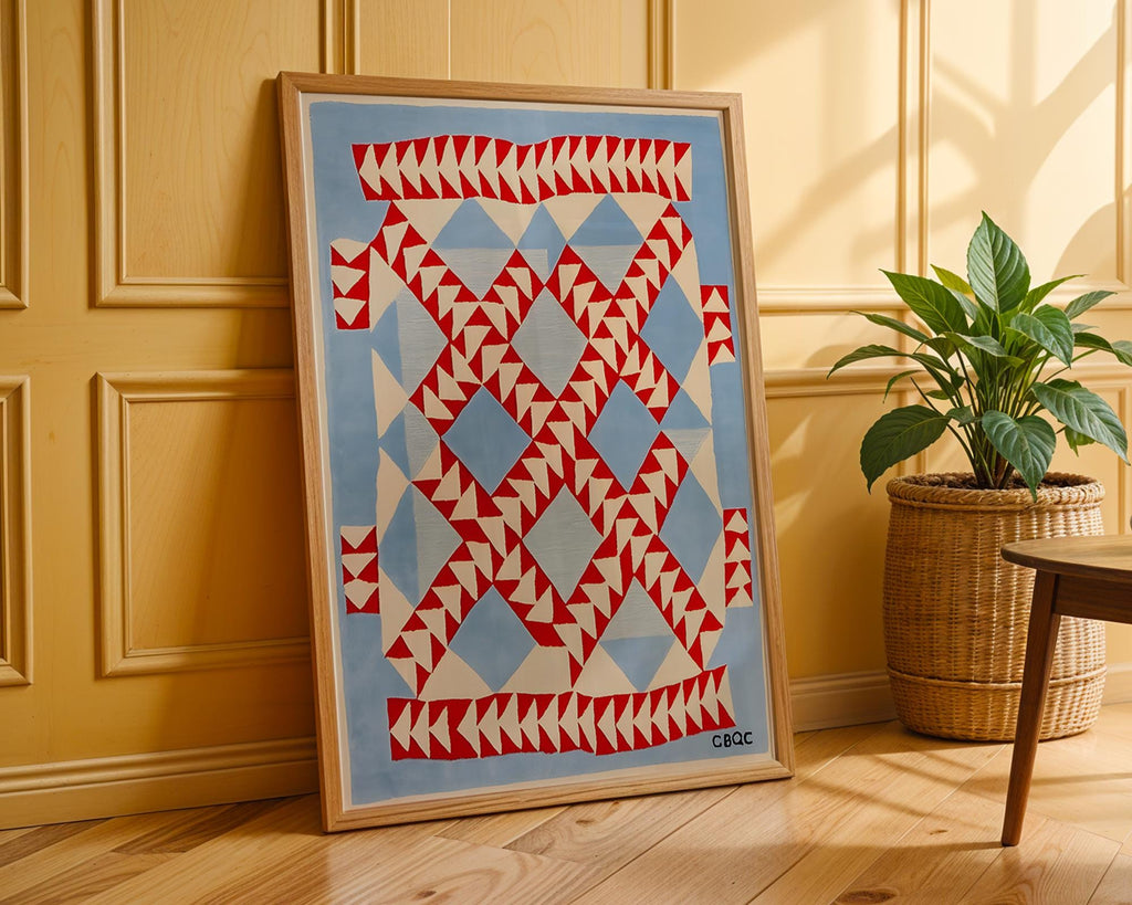Red Blue Geometric Art Print | Modern Minimalist Decor wall art print, modern home decor, unframed artwork by Nomad & Nest