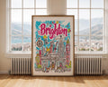 Brighton England Travel Poster | Quirky UK Seaside Art Print wall art print, modern home decor, unframed artwork by Nomad & Nest