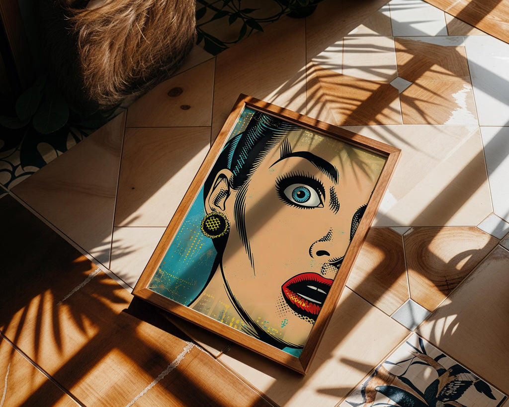 Modern Pop Art | Shocked Woman  Print | Retro Comic Book Poster wall art print, modern home decor, unframed artwork by Nomad & Nest