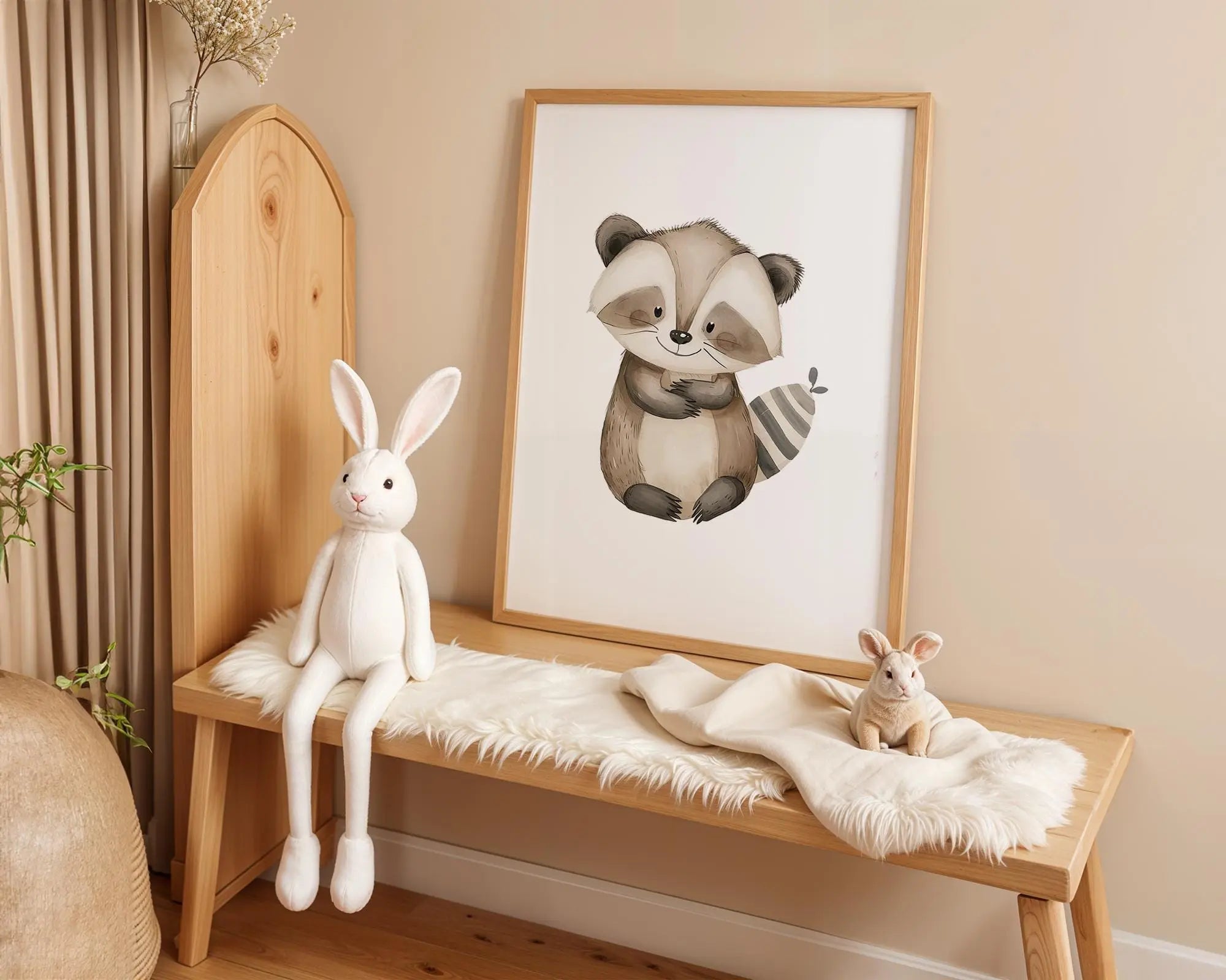 Playroom Ideas | Raccoon Nursery Wall Art | Woodland Animal Baby Illustration wall art print, modern home decor, unframed artwork by Nomad & Nest