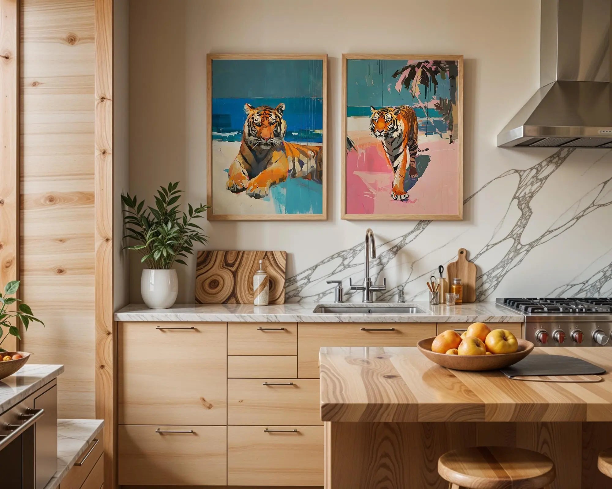 Colourful Prints | Tiger Beach Art Print Set – Modern Tropical Wall Decor wall art print, modern home decor, unframed artwork by Nomad & Nest