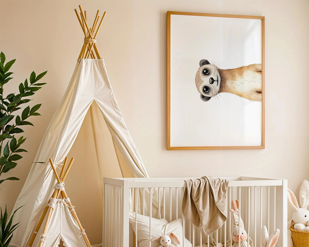 Playroom Ideas | Meerkat Nursery Wall Art | Safari Animal Baby Decor wall art print, modern home decor, unframed artwork by Nomad & Nest