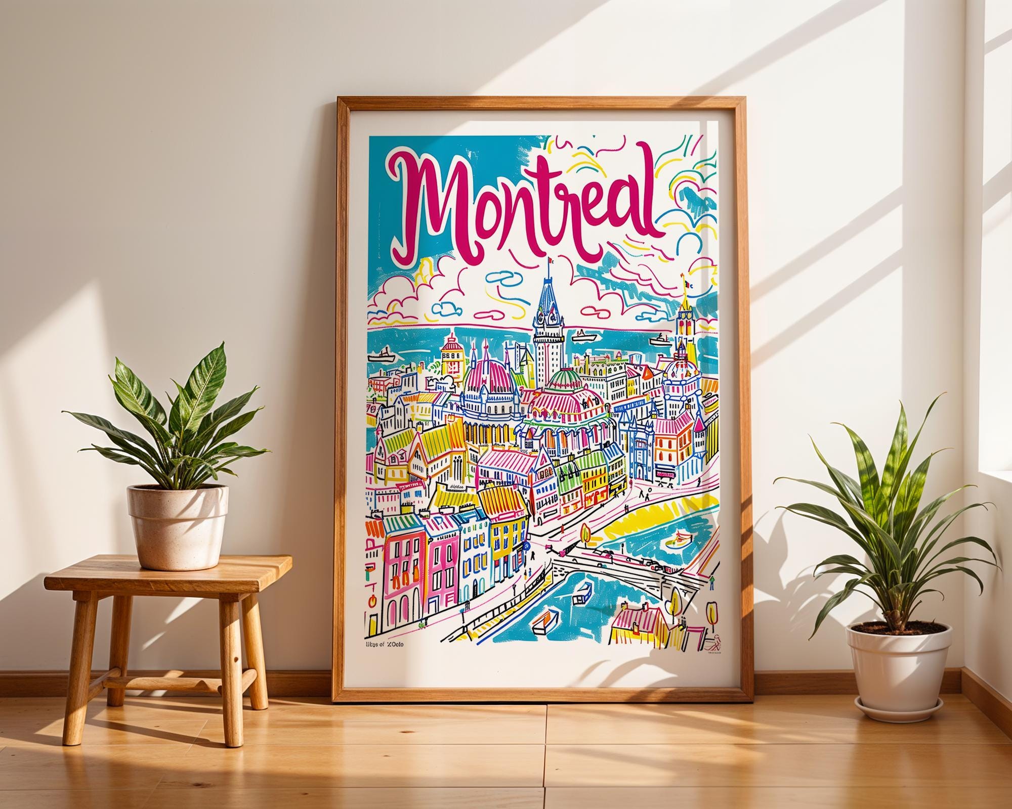 Montreal Cityscape Art Print | Colorful Canada Travel Poster wall art print, modern home decor, unframed artwork by Nomad & Nest
