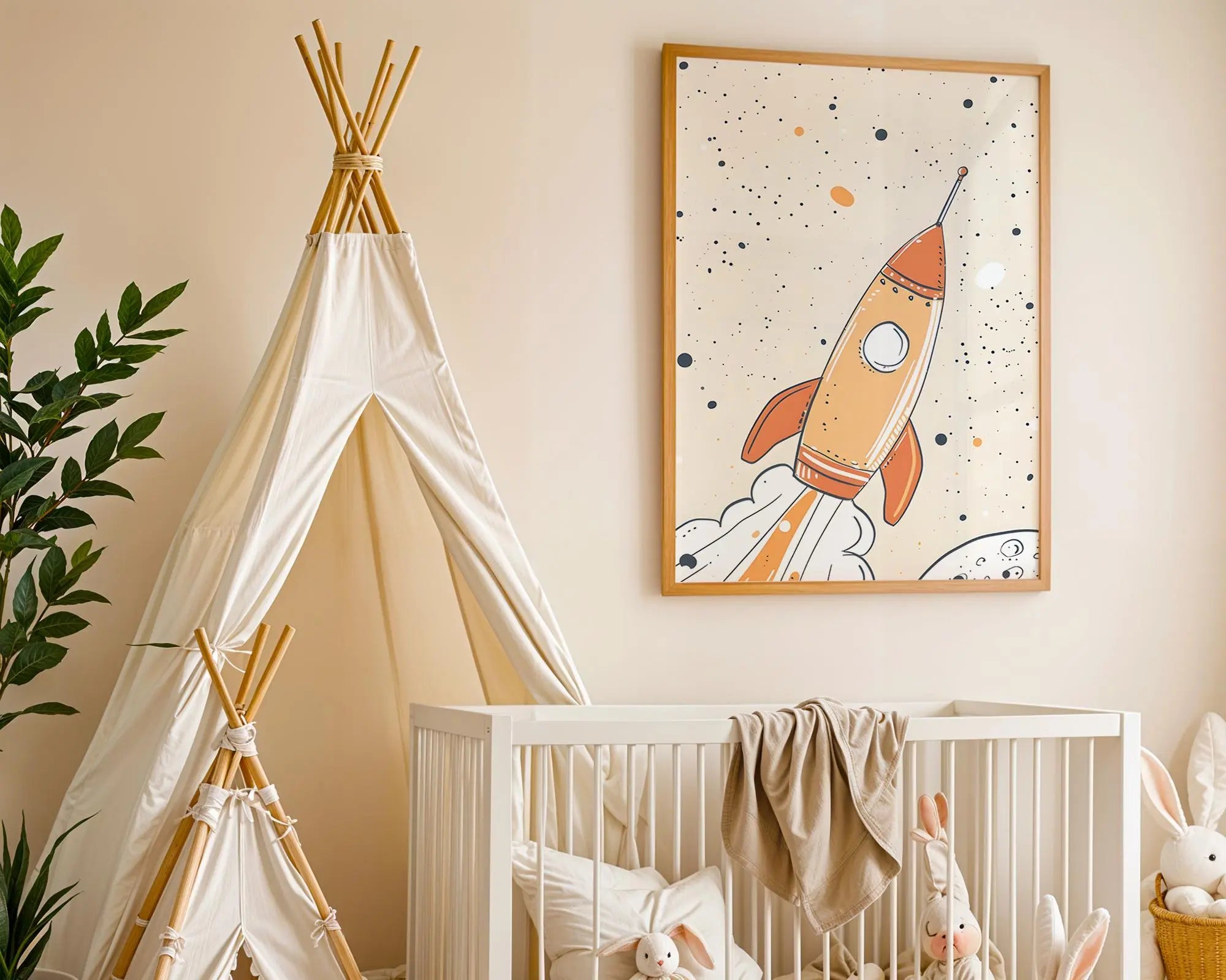 Playroom Ideas | Rocket Nursery Wall Art | Space Theme Baby Room Print wall art print, modern home decor, unframed artwork by Nomad & Nest
