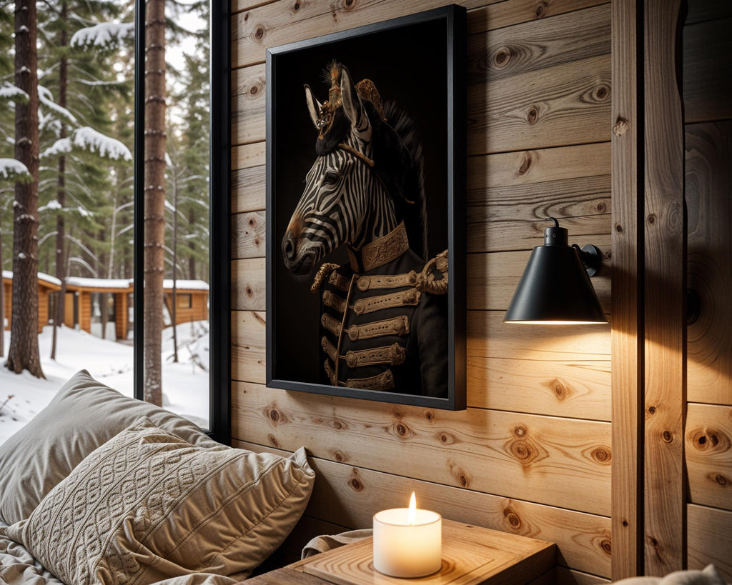Regal Zebra Art Print | Military Uniform Animal Portrait wall art print, modern home decor, unframed artwork by Nomad & Nest