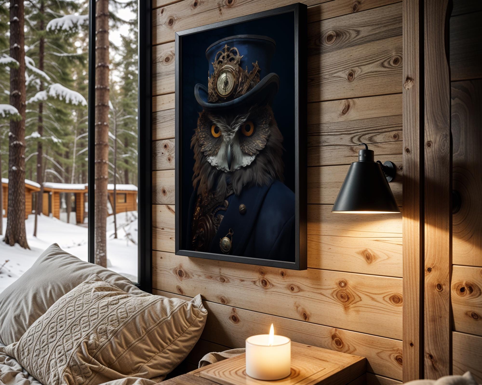 Steampunk Owl Portrait | Victorian Top Hat Animal Print wall art print, modern home decor, unframed artwork by Nomad & Nest