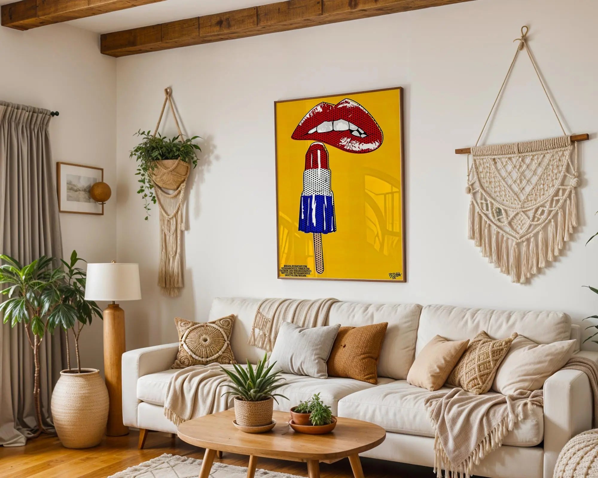 Modern Pop Art | Lips & Rocket Ice Lolly Print | Retro Kitchen Bar Decor wall art print, modern home decor, unframed artwork by Nomad & Nest