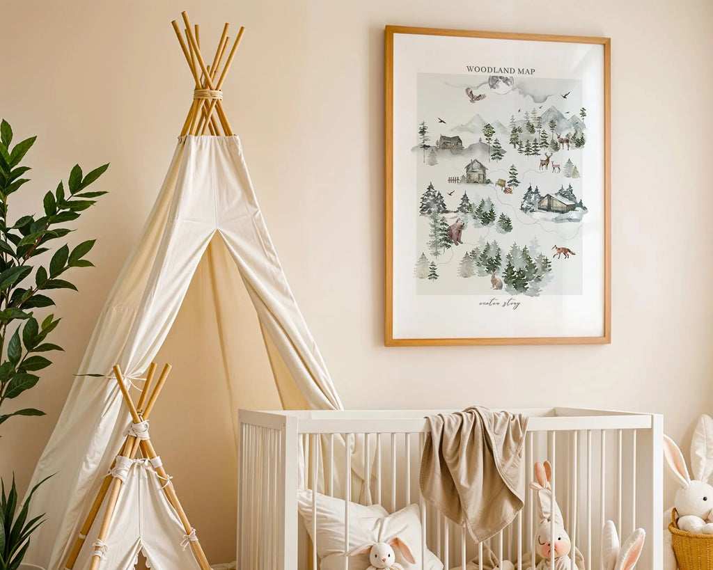 Playroom Ideas | Woodland Map Nursery Wall Art | Forest Animals Adventure Print wall art print, modern home decor, unframed artwork by Nomad & Nest