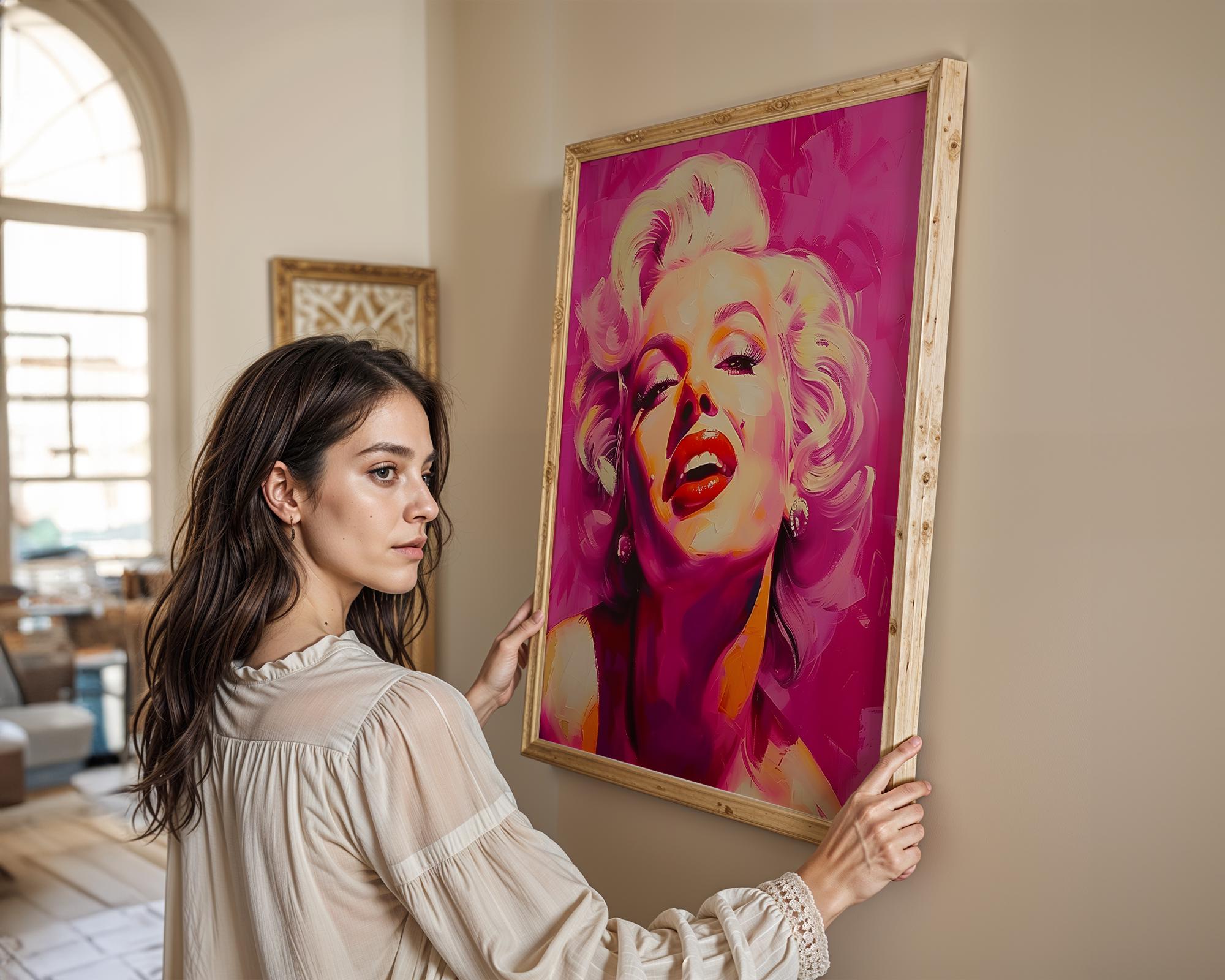 Modern Pop Art | Marilyn Monroe  Print | Glamorous Pink Hollywood Portrait wall art print, modern home decor, unframed artwork by Nomad & Nest