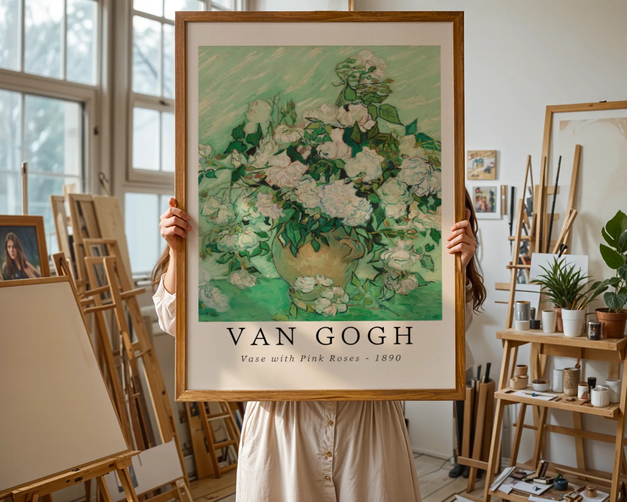 Van Gogh Print | Pink Roses  - Vintage Botanical Wall Art wall art print, modern home decor, unframed artwork by Nomad & Nest