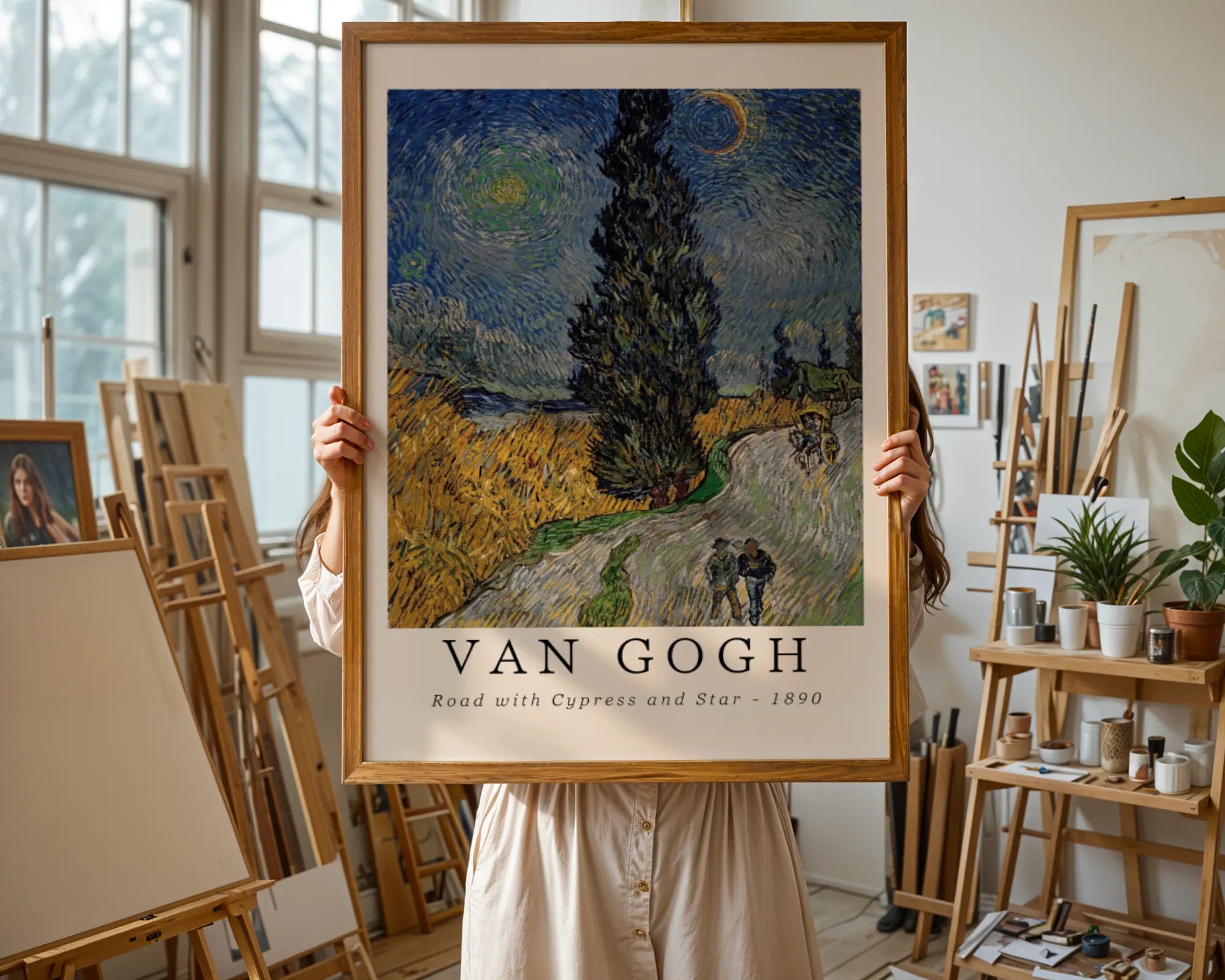 Van Gogh Print | Road with Cypress and Star  - Impressionist Landscape Art wall art print, modern home decor, unframed artwork by Nomad & Nest