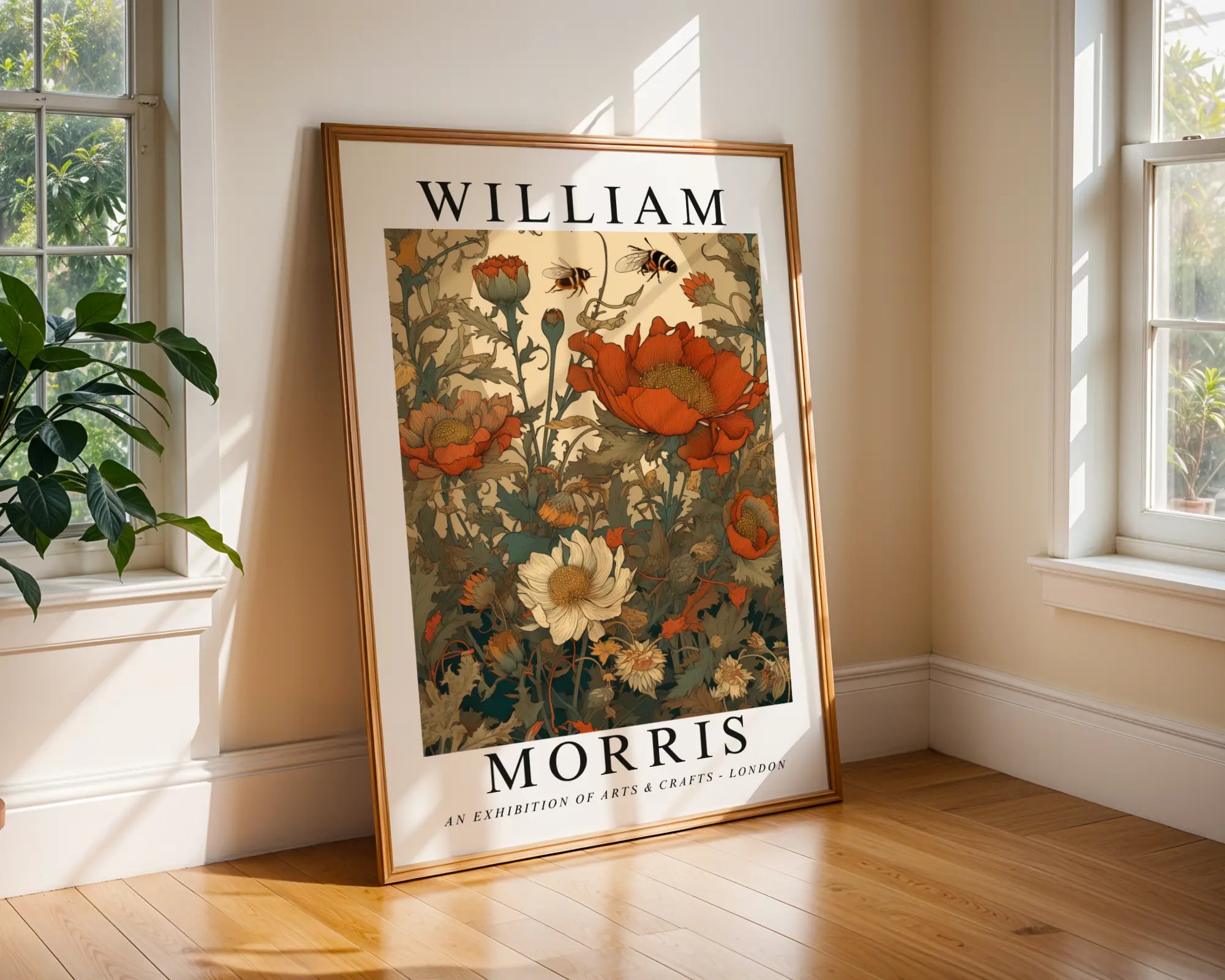 William Morris | Bees and Poppies | Vintage Garden Art Poster wall art print, modern home decor, unframed artwork by Nomad & Nest
