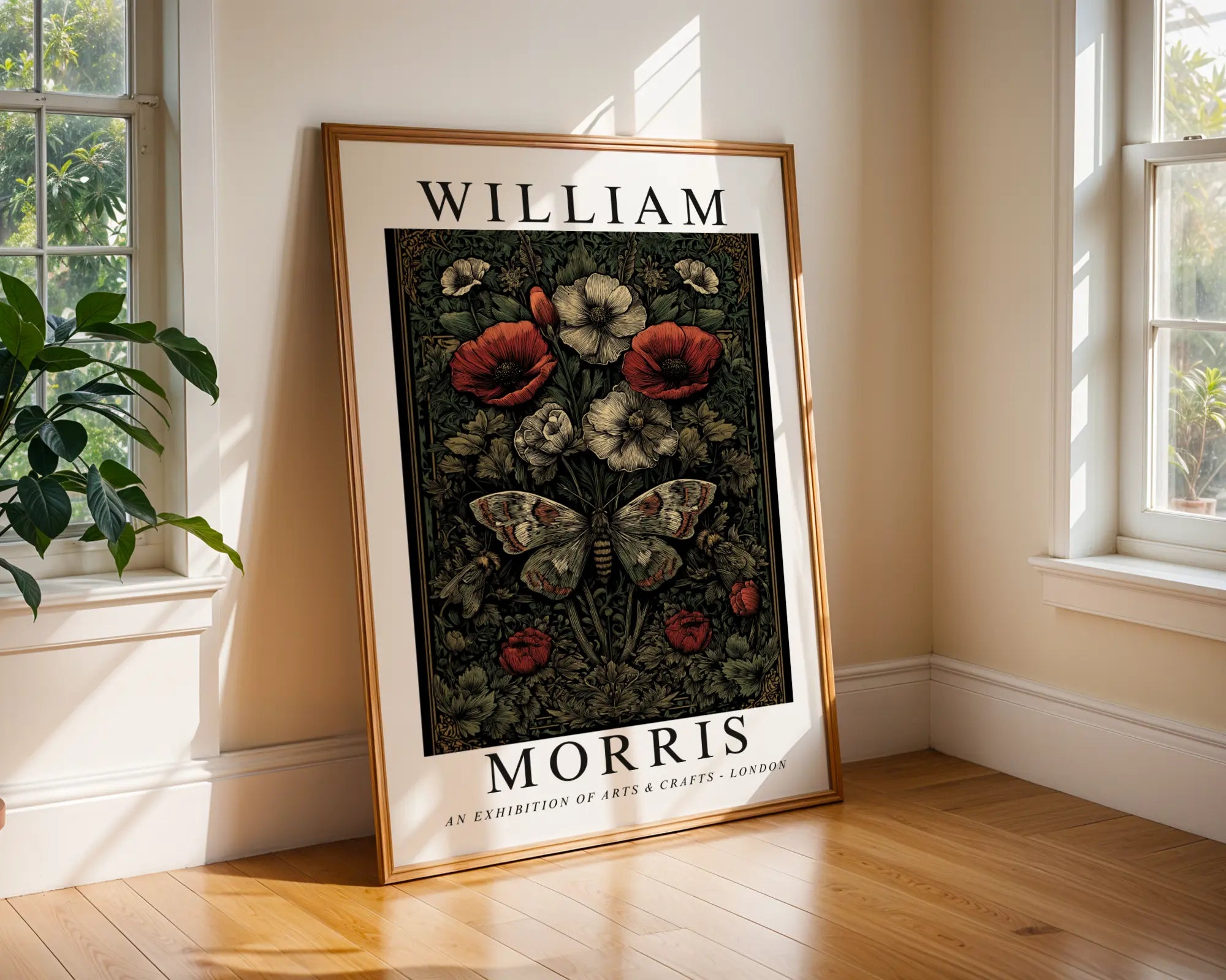 William Morris | Moth & Poppy | Victorian Botanical Art wall art print, modern home decor, unframed artwork by Nomad & Nest