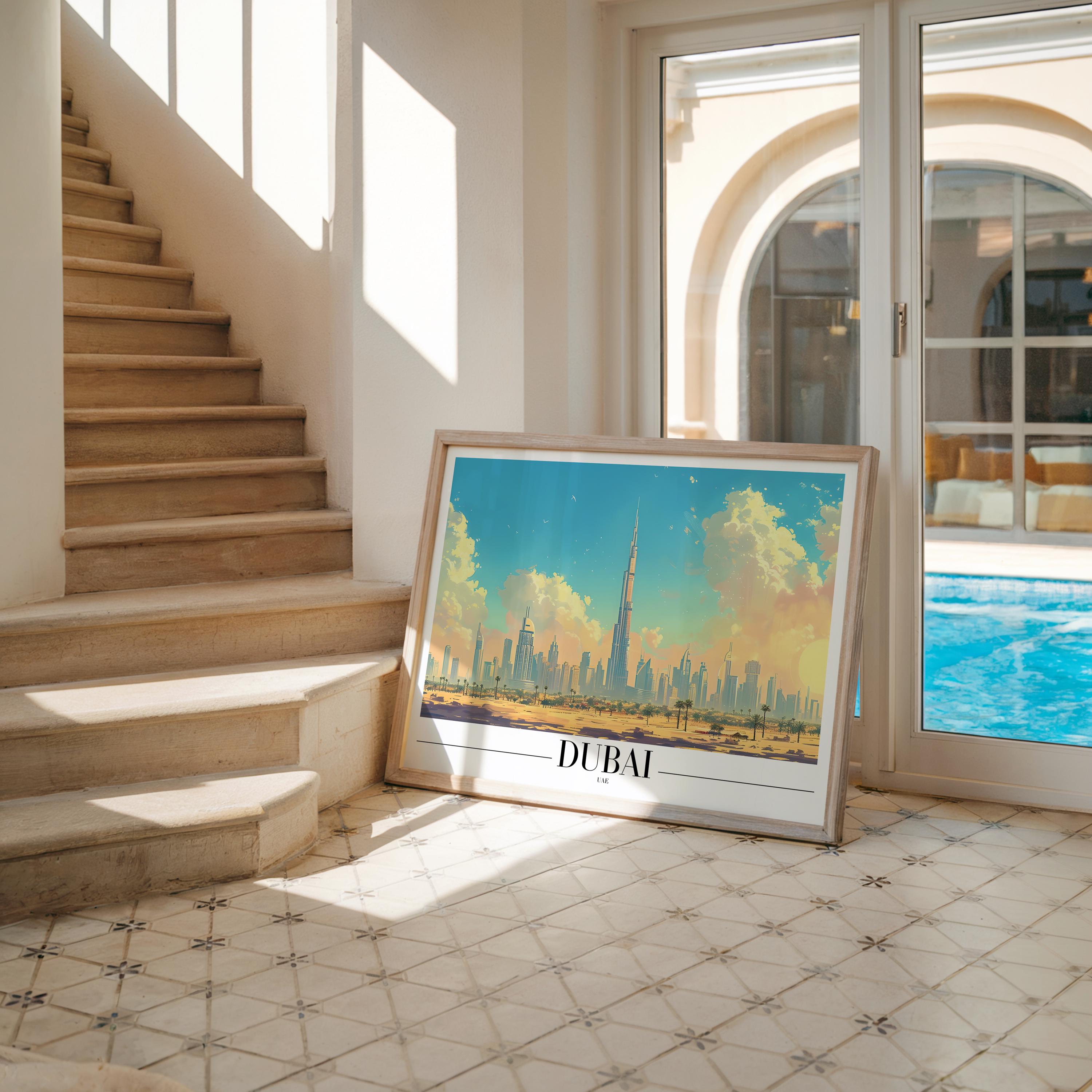 Dubai Skyline Art Print | Burj Khalifa, UAE Cityscape wall art print, modern home decor, unframed artwork by Nomad & Nest