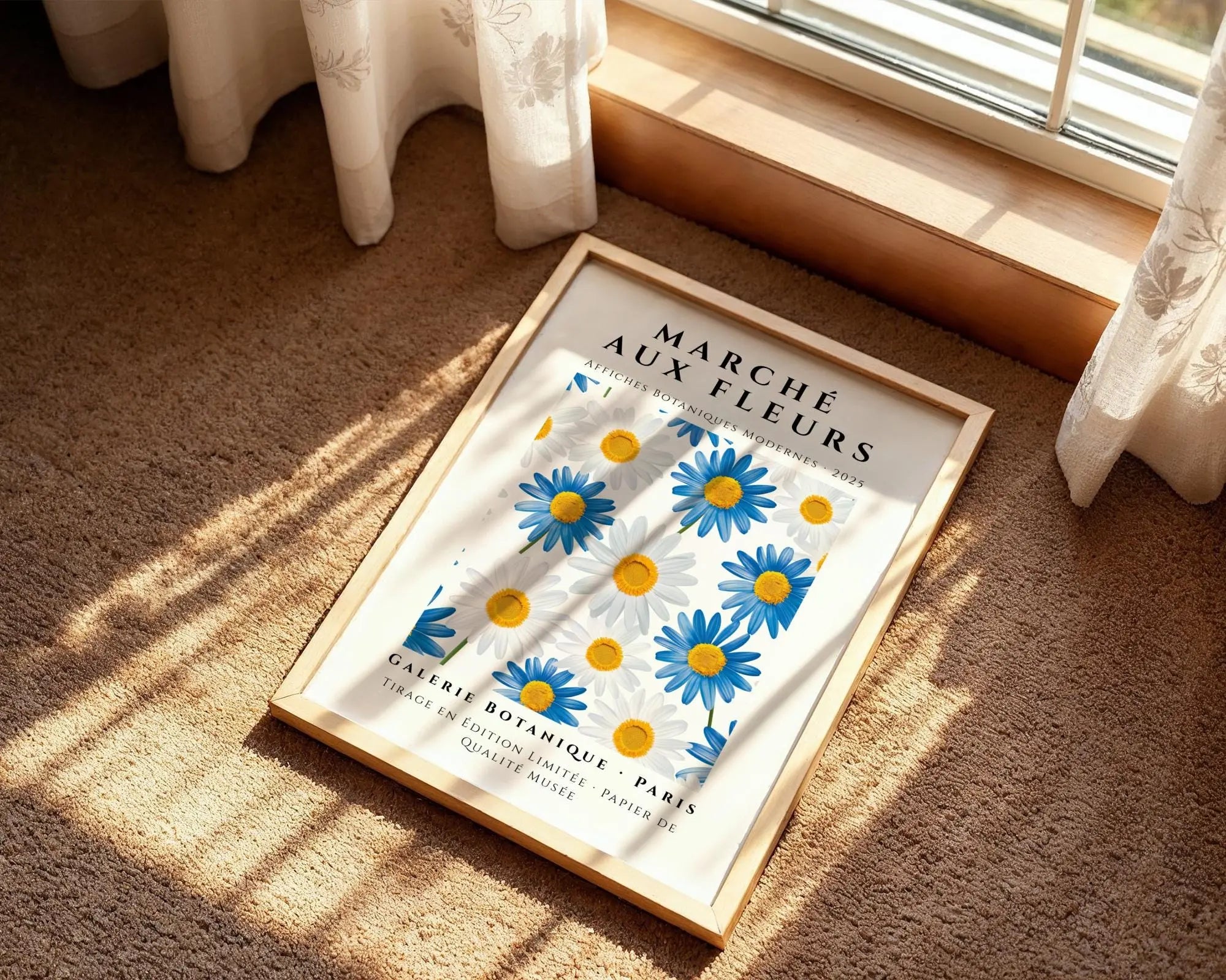 Blue Daisy Print | French Botanical Art, Marche Aux Fleurs wall art print, modern home decor, unframed artwork by Nomad & Nest