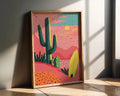 Modern Pop Art | Retro Desert  Print | Cactus & Surfboard Illustration wall art print, modern home decor, unframed artwork by Nomad & Nest