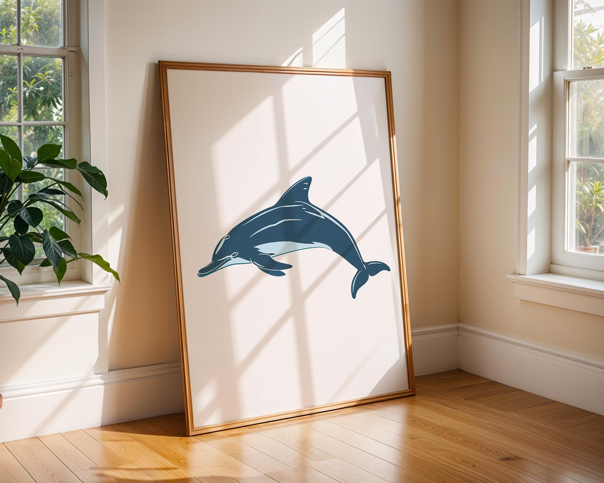 Blue Dolphin Print, Ocean Animal Illustration, Coastal Decor wall art print, modern home decor, unframed artwork by Nomad & Nest