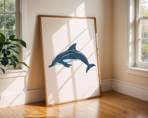 Blue Dolphin Print, Ocean Animal Illustration, Coastal Decor wall art print, modern home decor, unframed artwork by Nomad & Nest