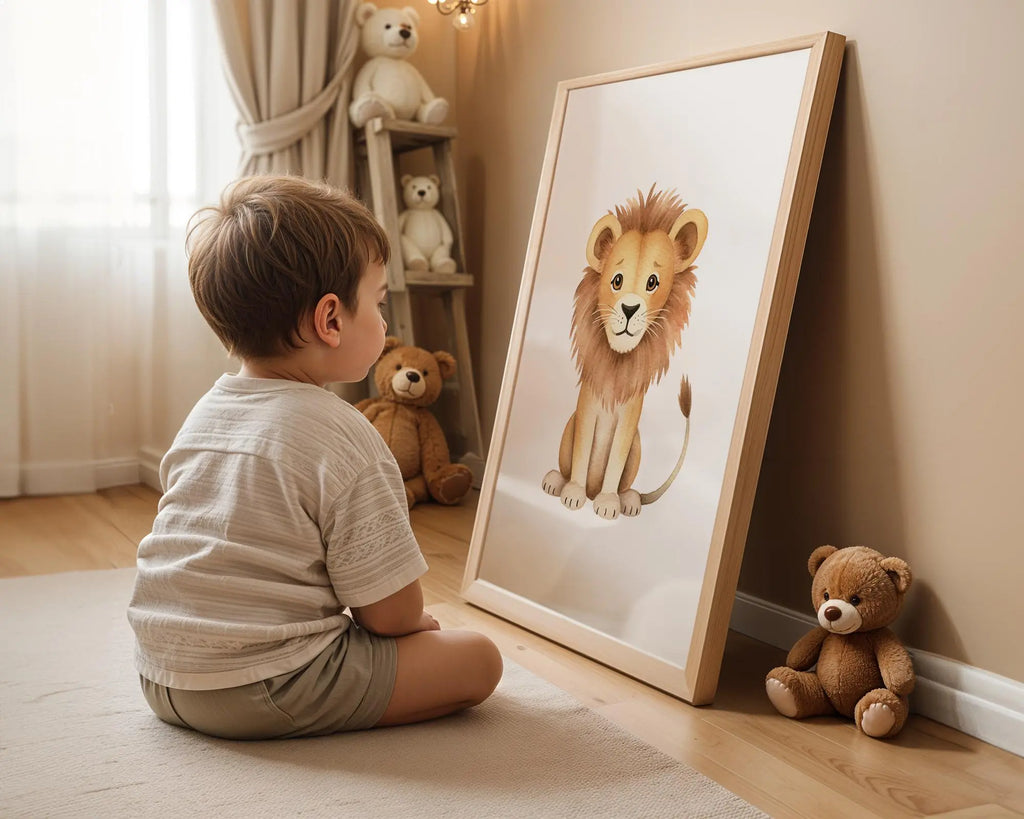 Playroom Ideas | Lion Nursery Wall Art | Safari Animal Baby Print wall art print, modern home decor, unframed artwork by Nomad & Nest