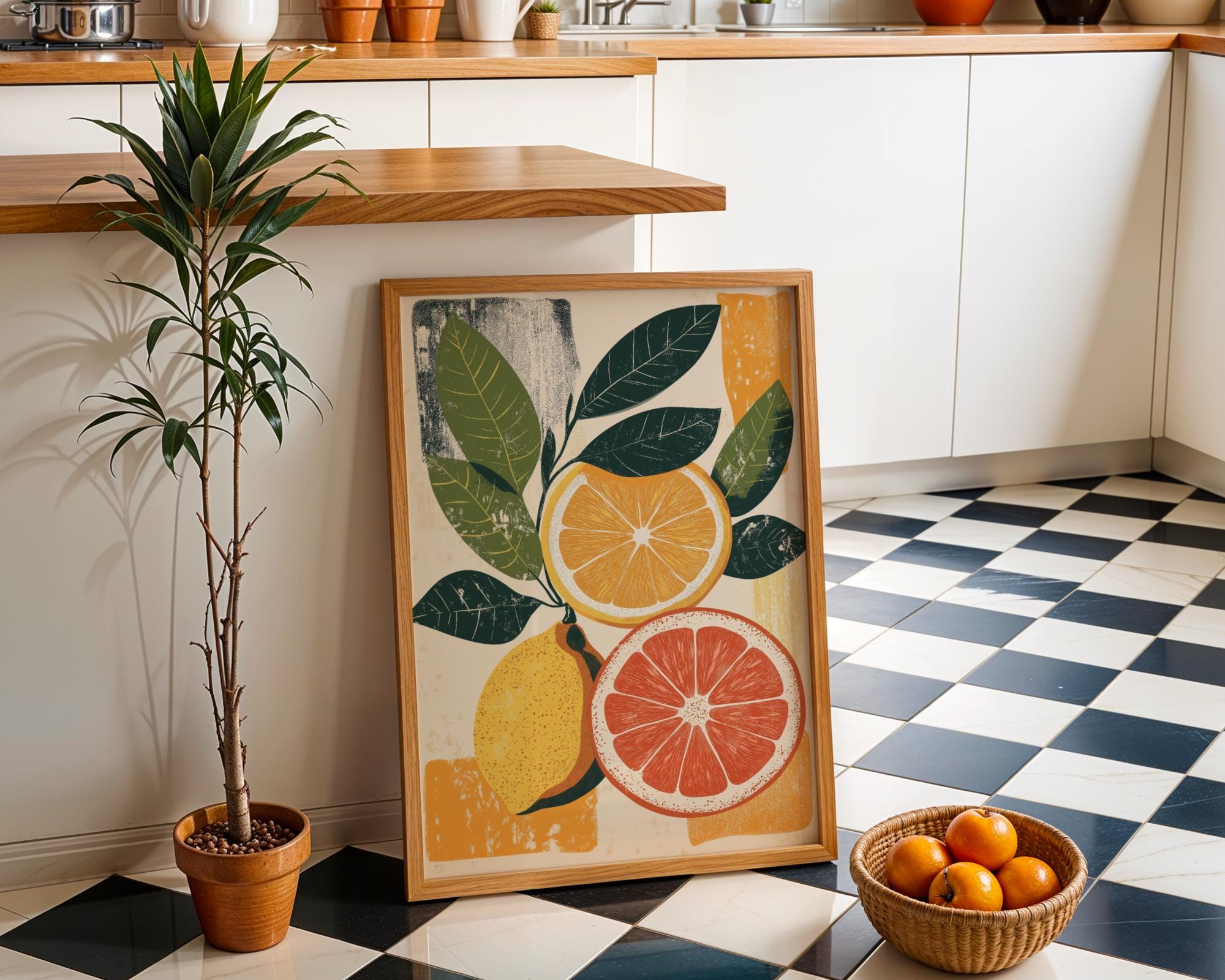 Citrus Kitchen Print • Modern Lemon & Orange Botanical Art wall art print, modern home decor, unframed artwork by Nomad & Nest