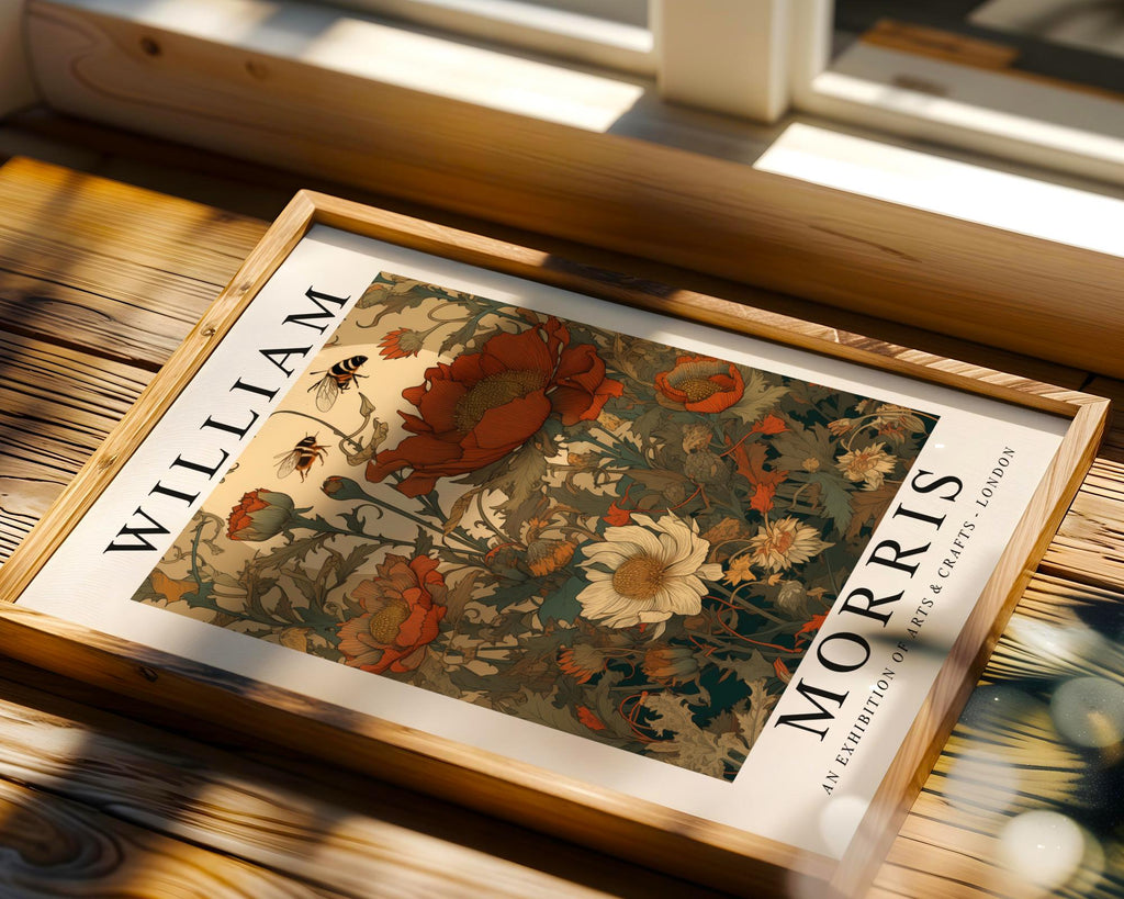 William Morris Print Bees and Poppies  | Vintage Garden Art Poster wall art print, modern home decor, unframed artwork by Nomad & Nest