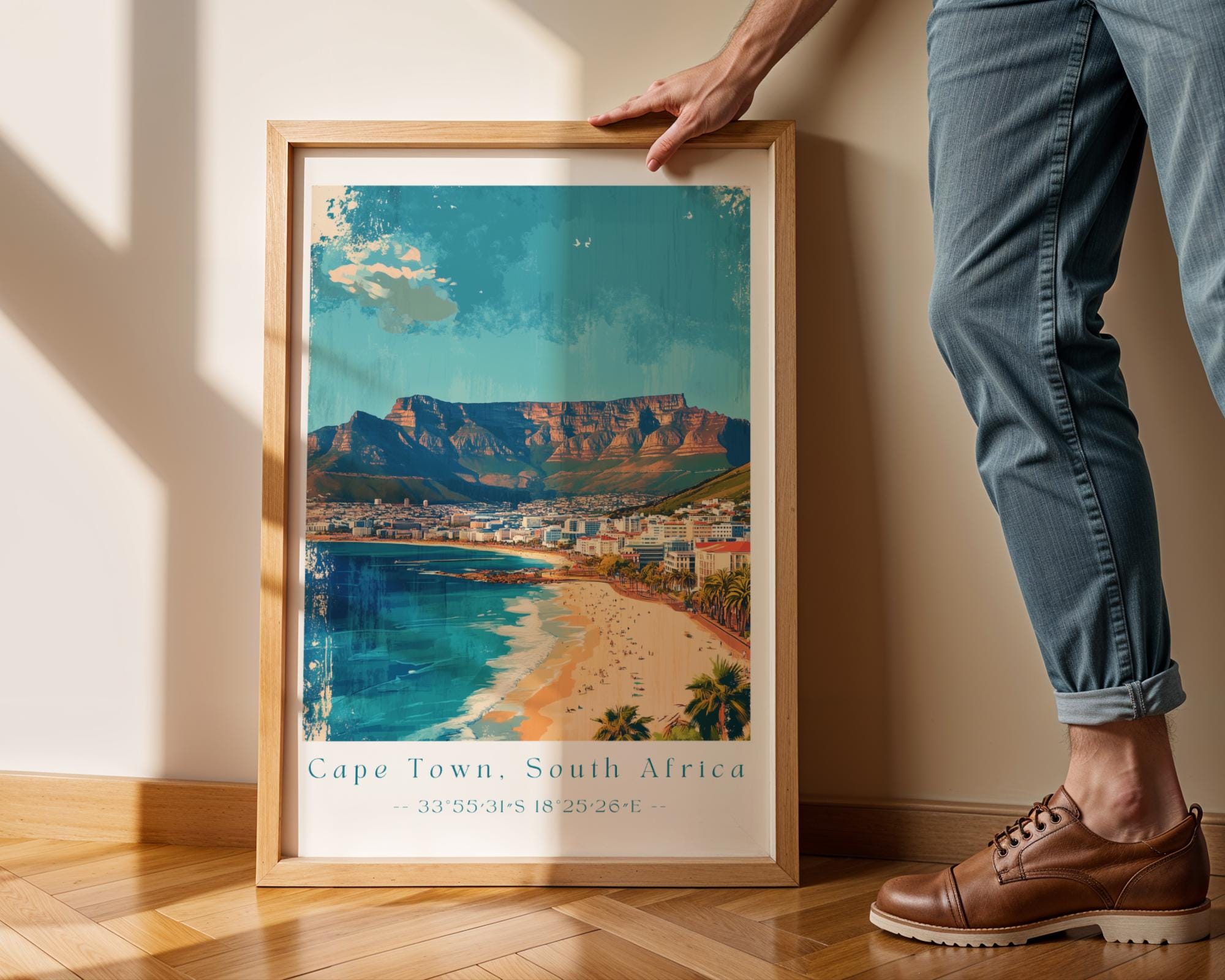 Cape Town Print – Table Mountain, South Africa Travel Poster wall art print, modern home decor, unframed artwork by Nomad & Nest