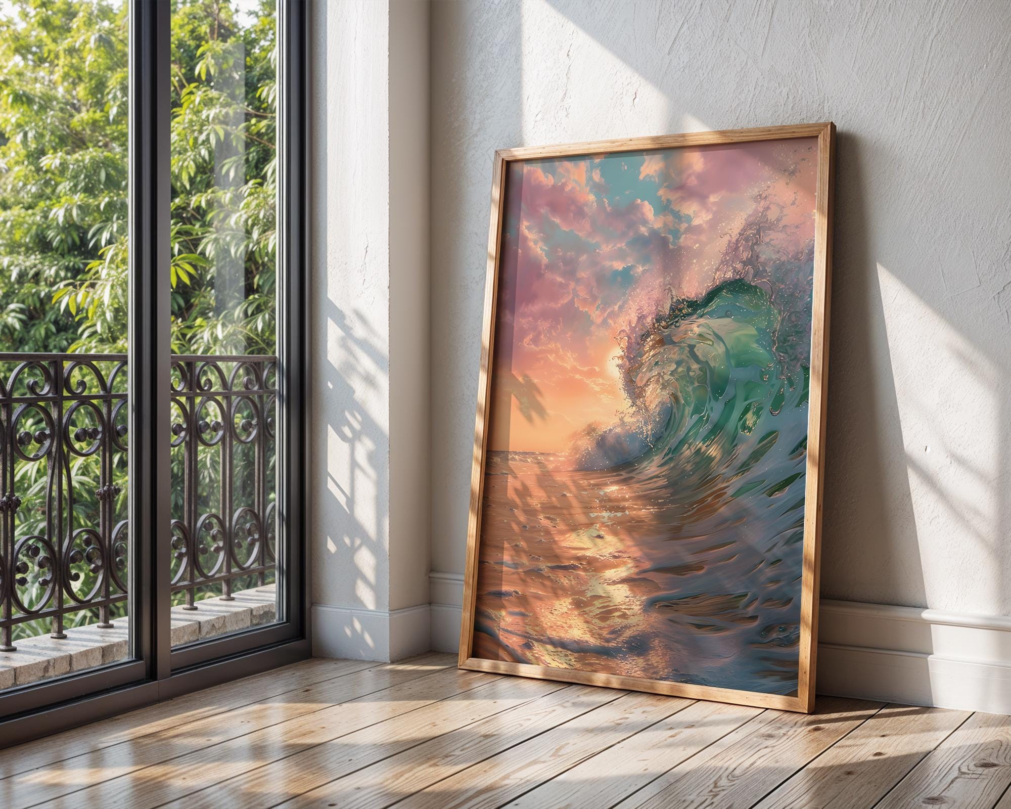 Colourful Prints | Sunset Ocean Wave Print | Abstract Coastal Art wall art print, modern home decor, unframed artwork by Nomad & Nest