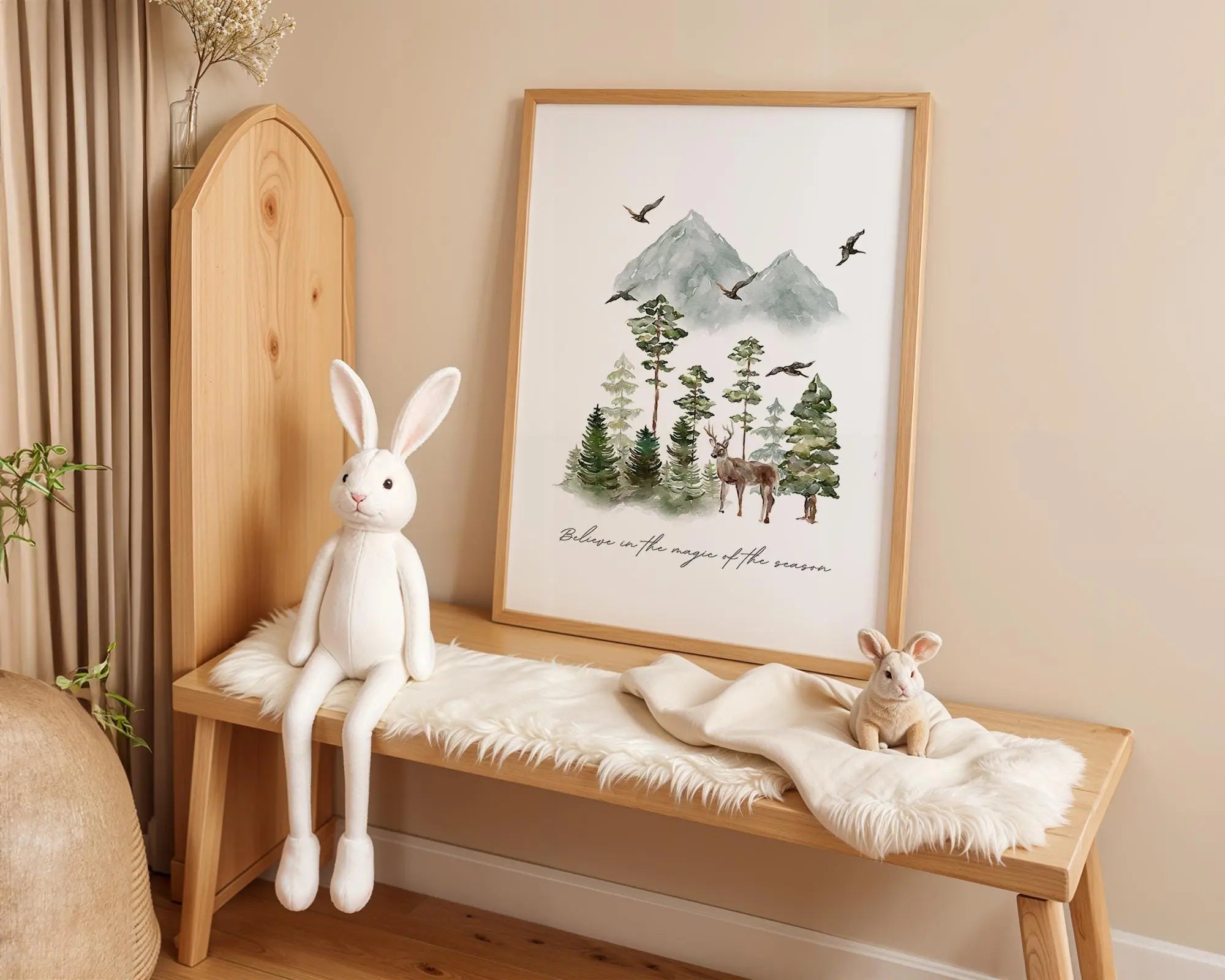 Playroom Ideas | Woodland Deer Nursery Wall Art | Forest Landscape Quote Print wall art print, modern home decor, unframed artwork by Nomad & Nest