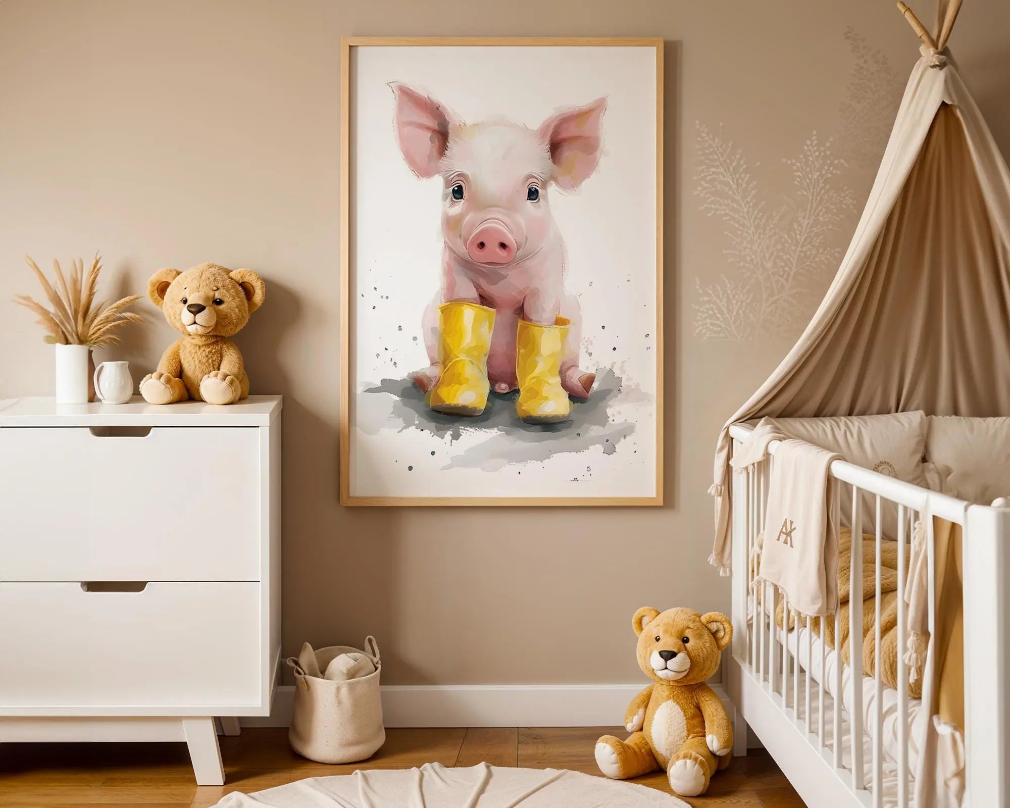 Playroom Ideas | Pig Nursery Wall Art | Farm Animal Baby Illustration wall art print, modern home decor, unframed artwork by Nomad & Nest