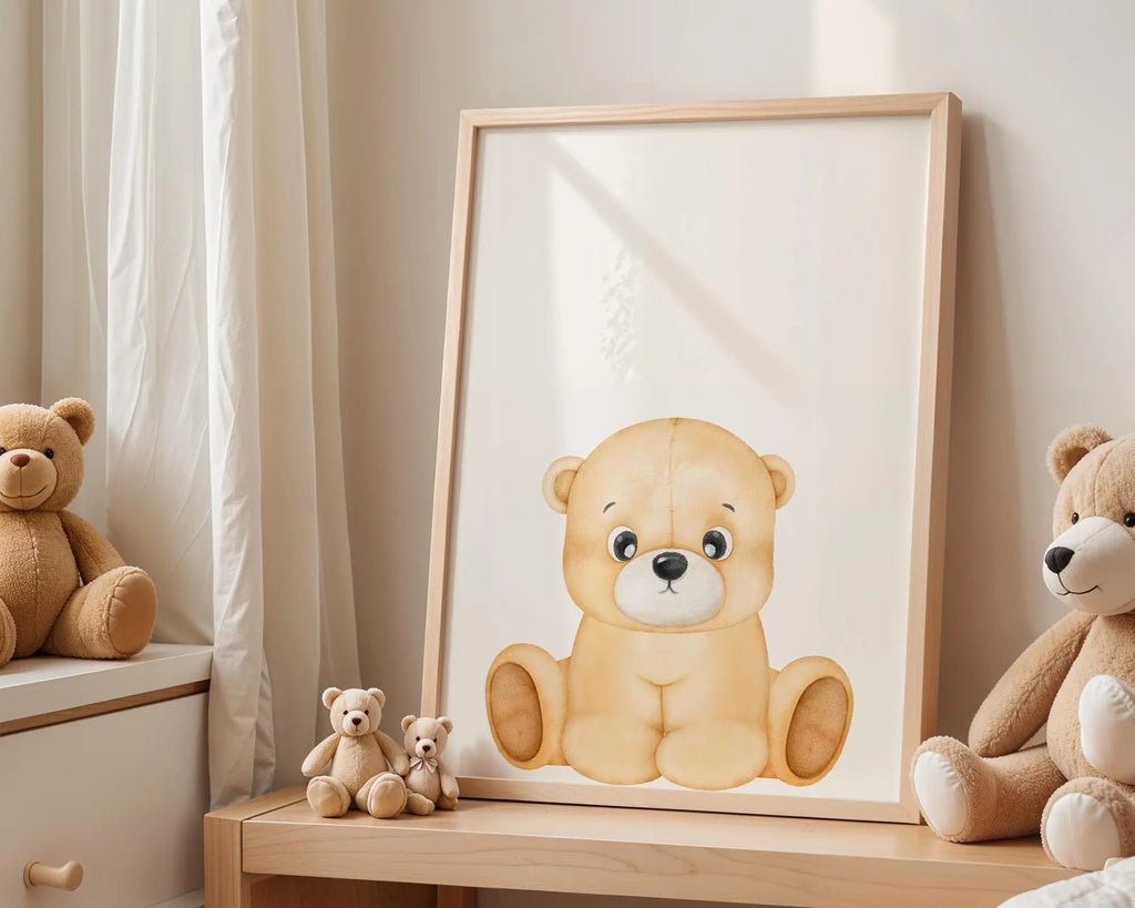 Playroom Ideas | Teddy Bear Nursery Print | Plush Baby Wall Art wall art print, modern home decor, unframed artwork by Nomad & Nest