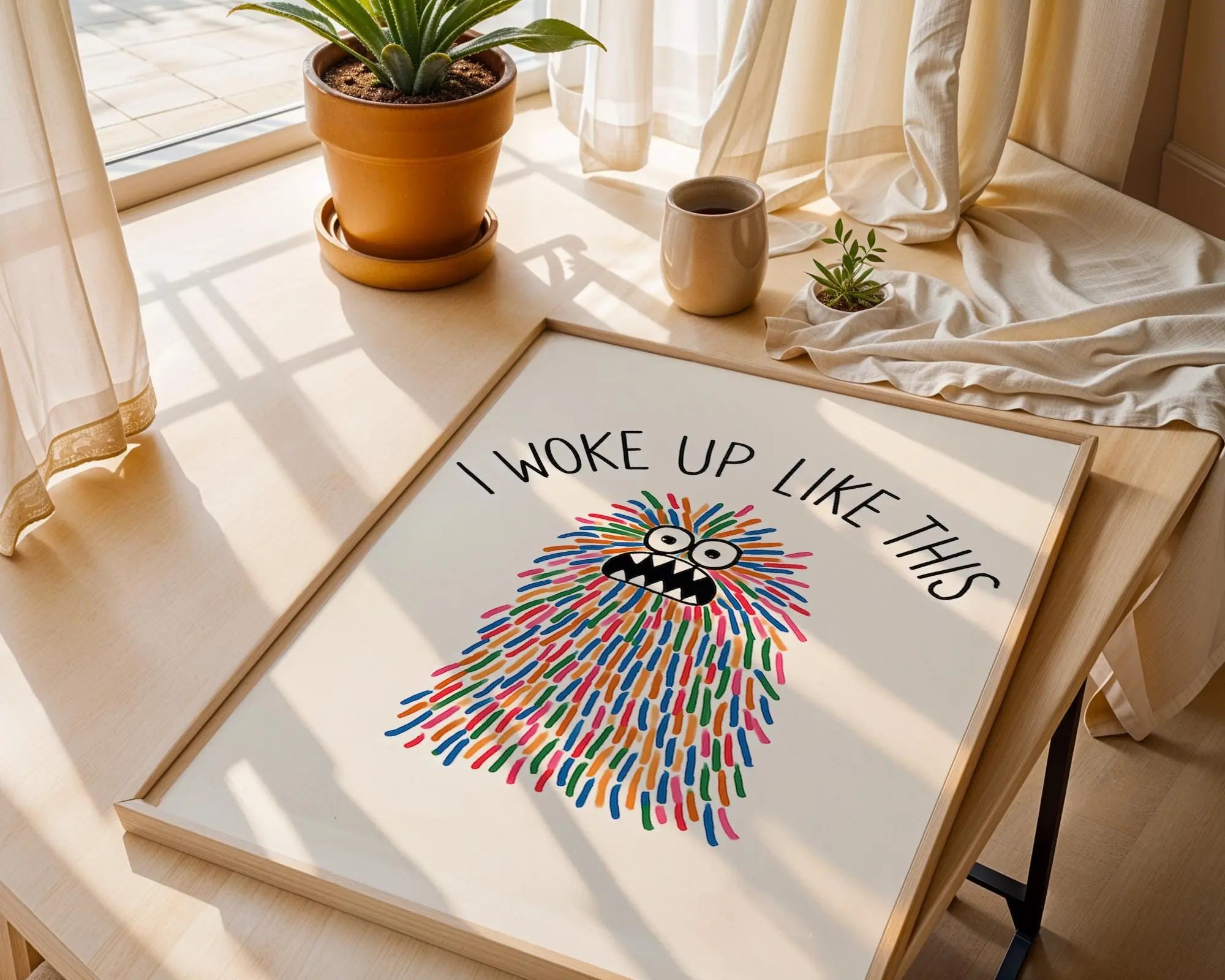 Positive Emotion | I Woke Up Like This Funny Monster Art Print | Colourful Whimsical Wall Art wall art print, modern home decor, unframed artwork by Nomad & Nest