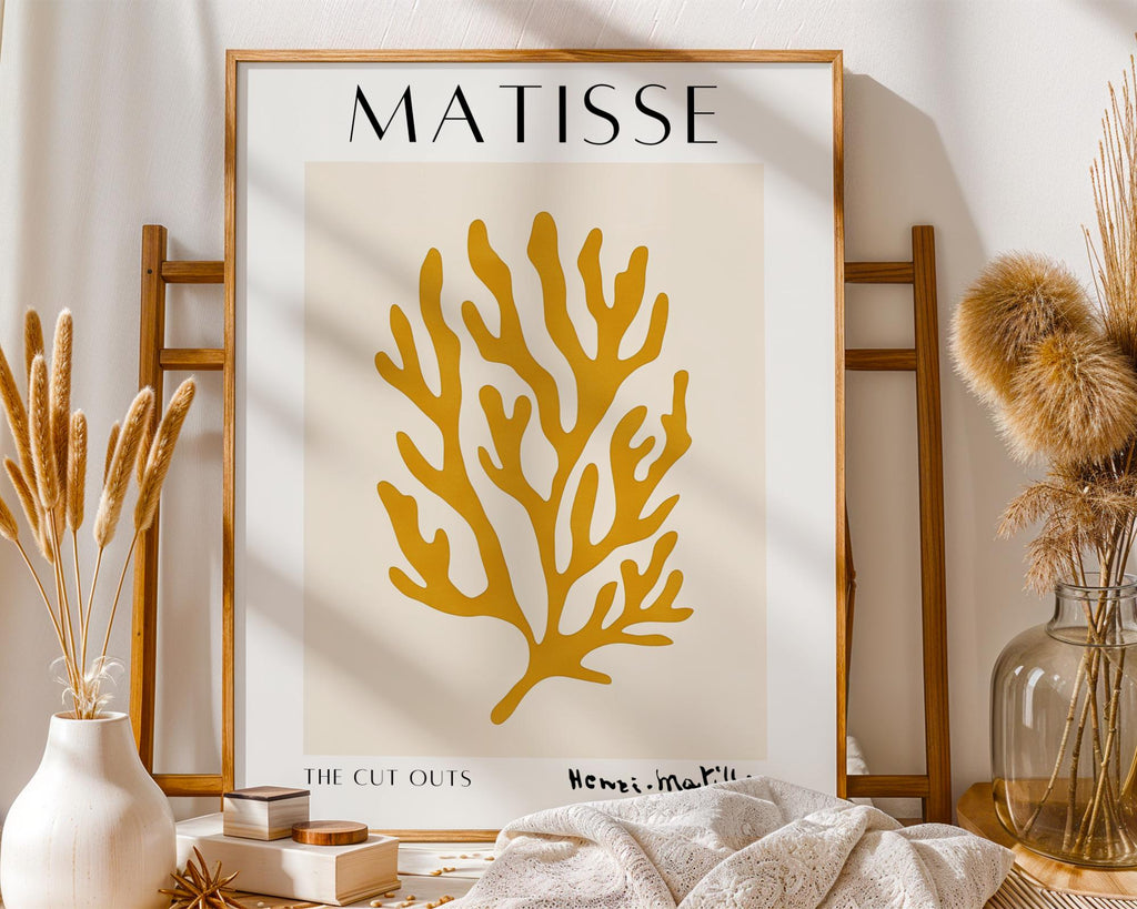 Henri Matisse Print | Inspired  | Abstract Mustard Coral Wall Art wall art print, modern home decor, unframed artwork by Nomad & Nest