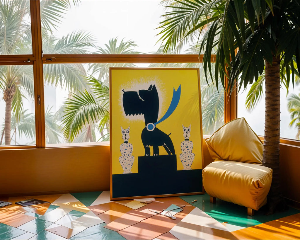 Retro Dog Wall Art Print | Scandinavian Nursery Illustration wall art print, modern home decor, unframed artwork by Nomad & Nest