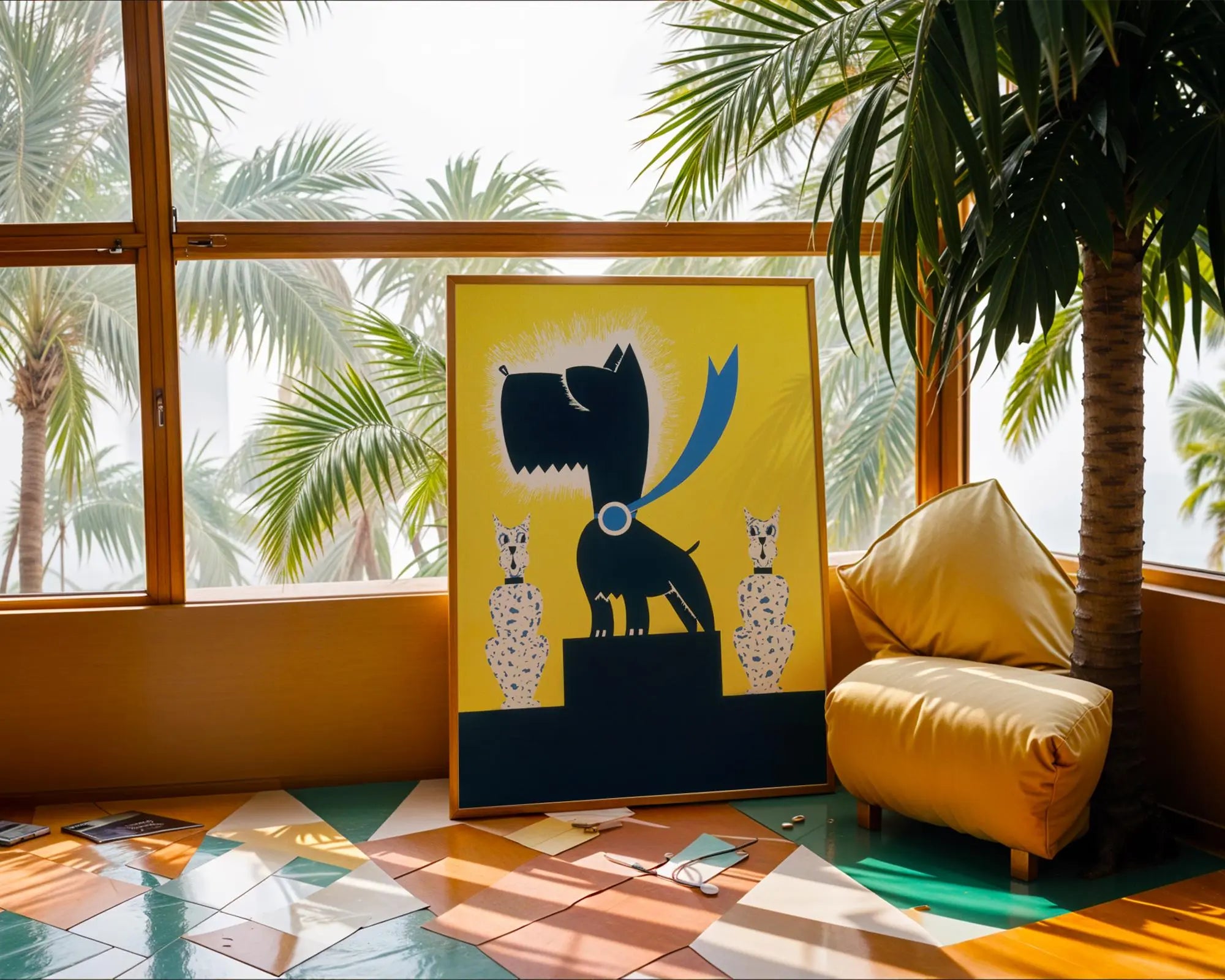 Retro Dog Wall Art Print | Scandinavian Nursery Illustration wall art print, modern home decor, unframed artwork by Nomad & Nest