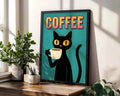 Positive Emotion | Coffee Cat Wall Art Print | Kitchen Illustration wall art print, modern home decor, unframed artwork by Nomad & Nest