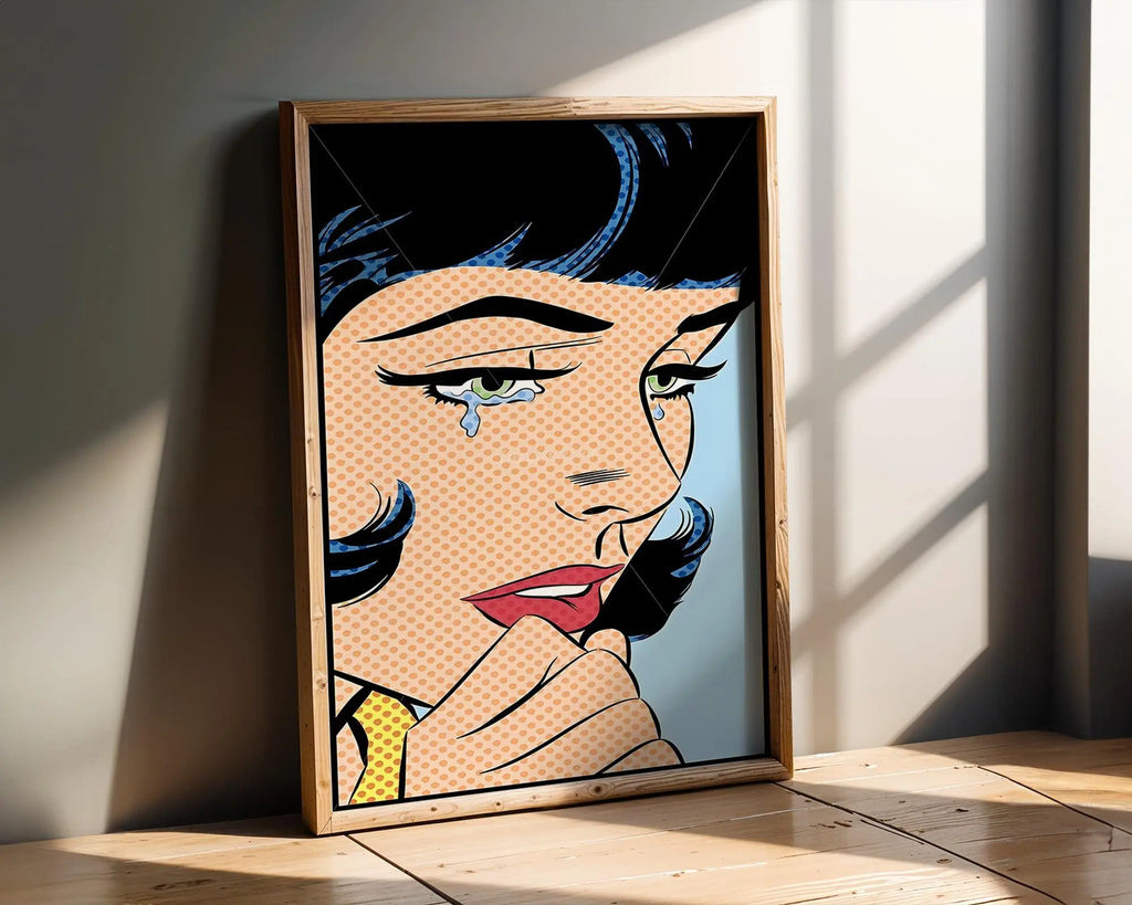 Modern Pop Art | Crying Woman  Print | Retro Comic Book Style  Decor wall art print, modern home decor, unframed artwork by Nomad & Nest
