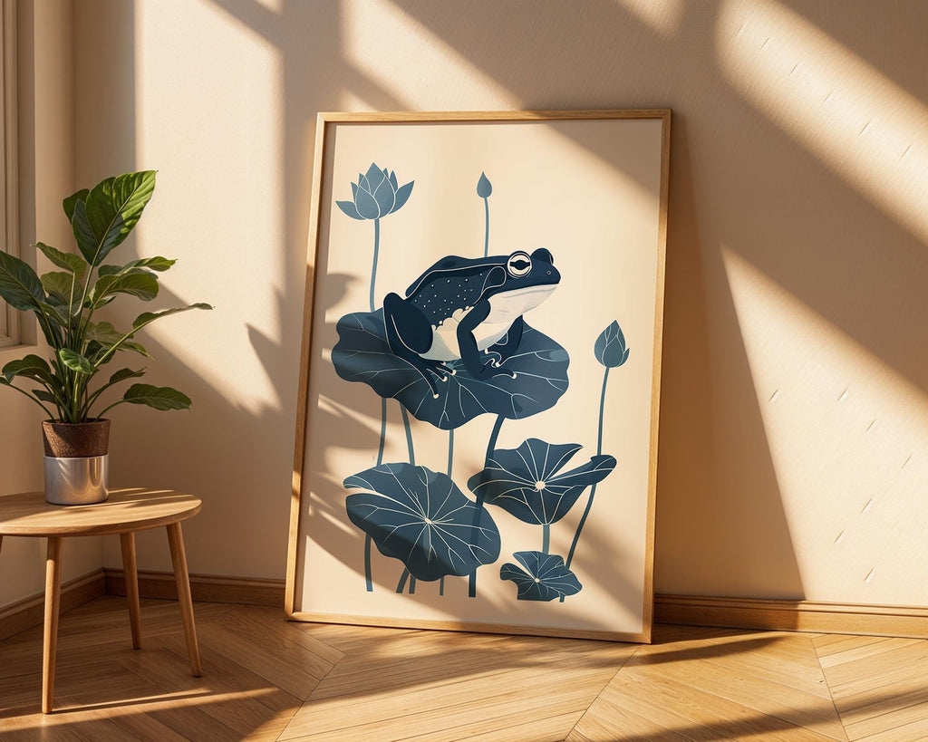 Frog on Lily Pad Art Print, Botanical Nature Decor wall art print, modern home decor, unframed artwork by Nomad & Nest