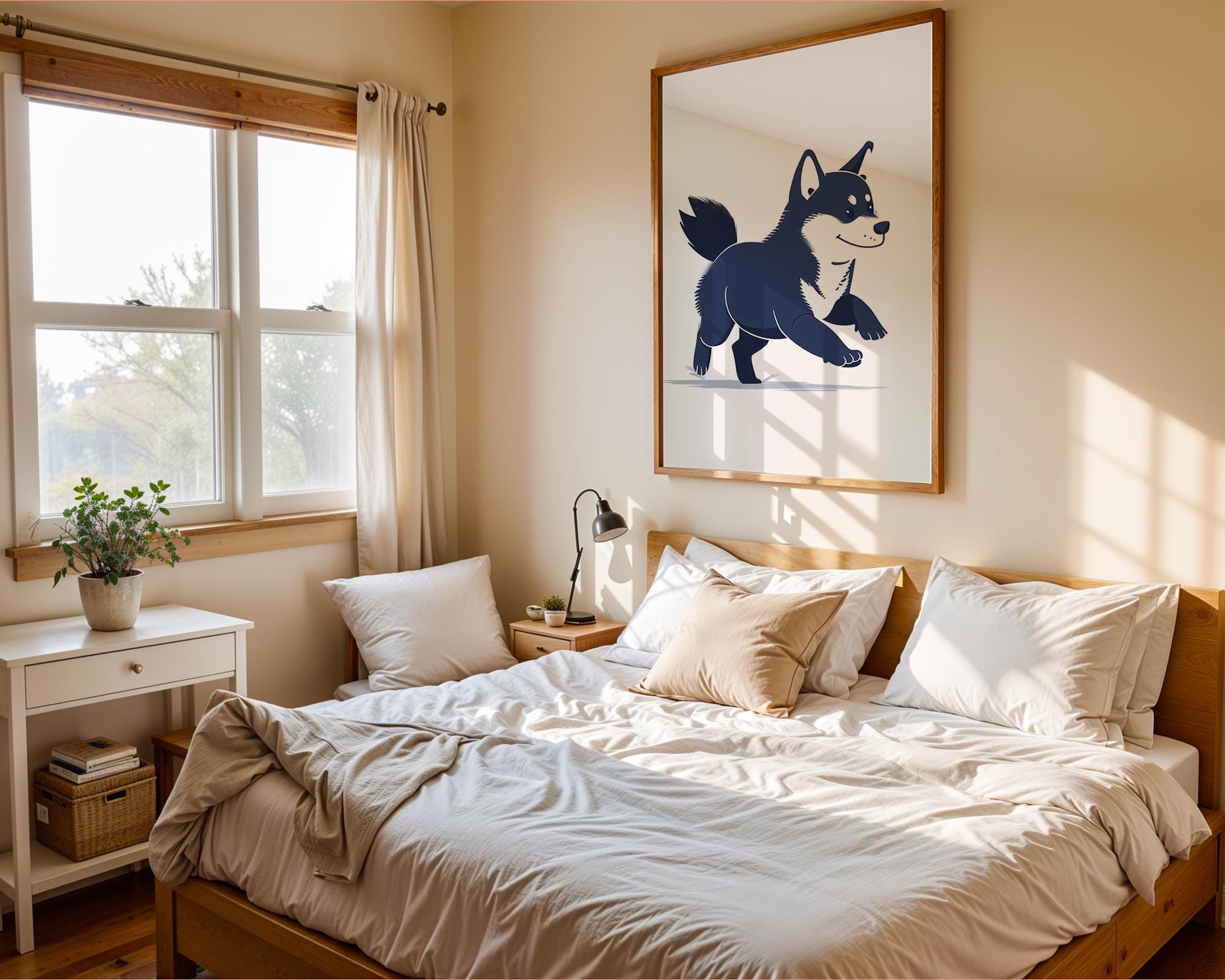 Puppy Wall Art Print, Modern Dog Illustration, Nursery Decor wall art print, modern home decor, unframed artwork by Nomad & Nest