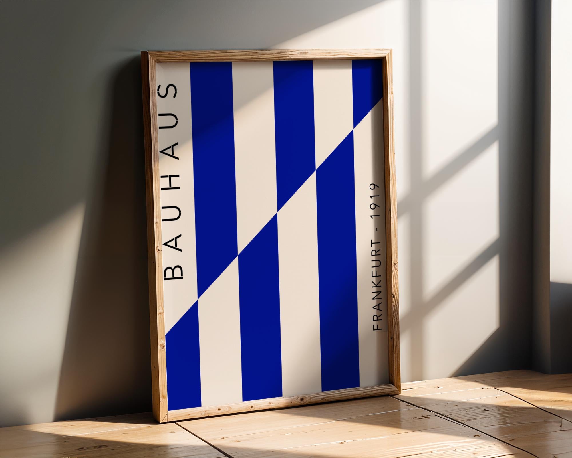 Bauhaus Poster Art Print | Modern Geometric , Blue & White wall art print, modern home decor, unframed artwork by Nomad & Nest