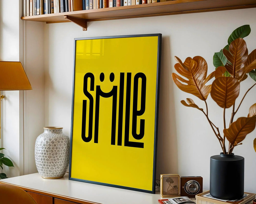 Positive Emotion | Smile Typography Poster | Happy Minimal Wall Art | Bright Modern Quote Print wall art print, modern home decor, unframed artwork by Nomad & Nest