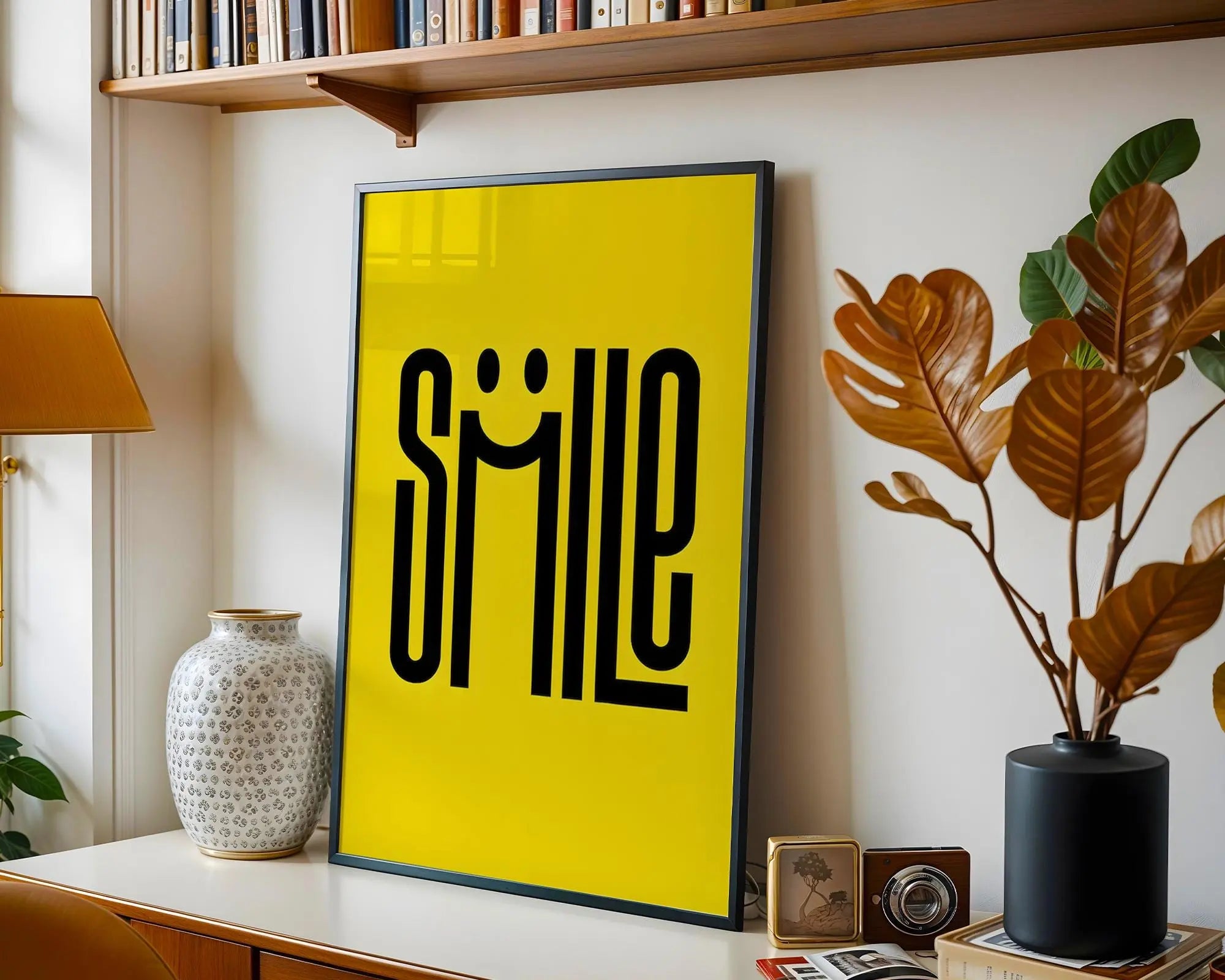 Positive Emotion | Smile Typography Poster | Happy Minimal Wall Art | Bright Modern Quote Print wall art print, modern home decor, unframed artwork by Nomad & Nest