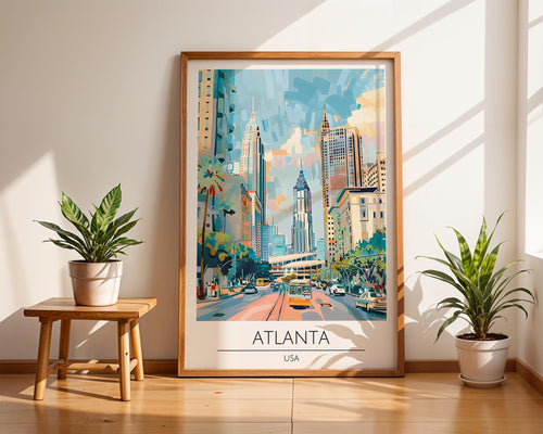 Atlanta Skyline Art Print | Colorful Southern USA Travel Poster wall art print, modern home decor, unframed artwork by Nomad & Nest