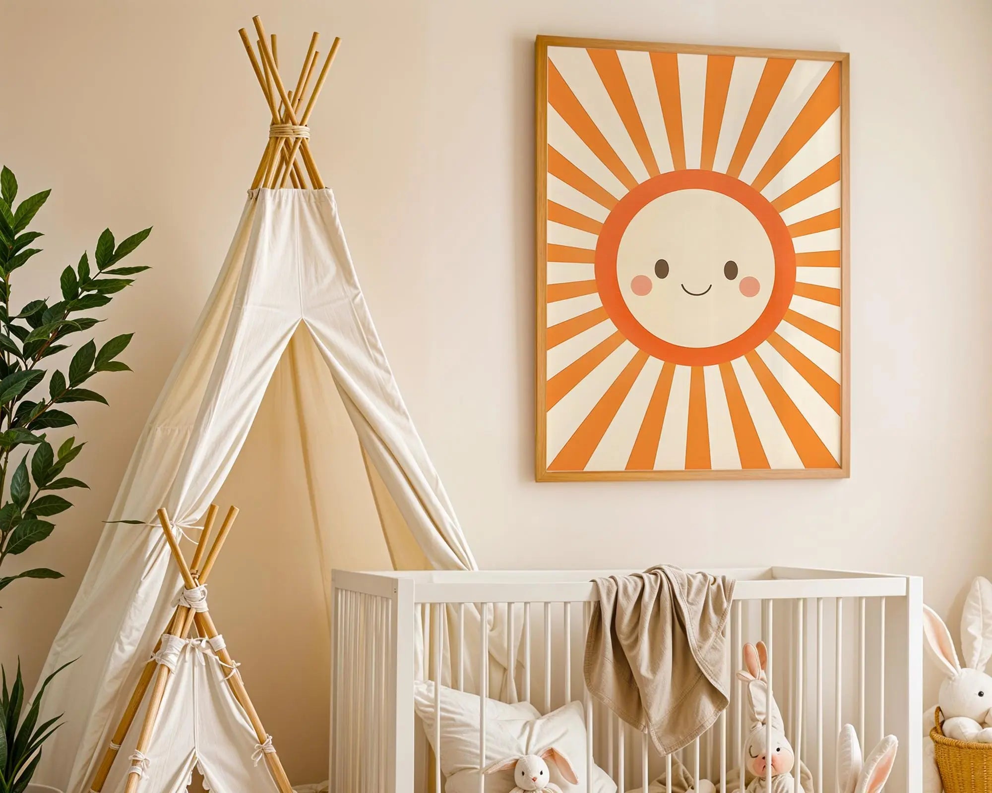 Playroom Ideas | Smiling Sun Nursery Wall Art | Retro Boho Sunshine Print wall art print, modern home decor, unframed artwork by Nomad & Nest