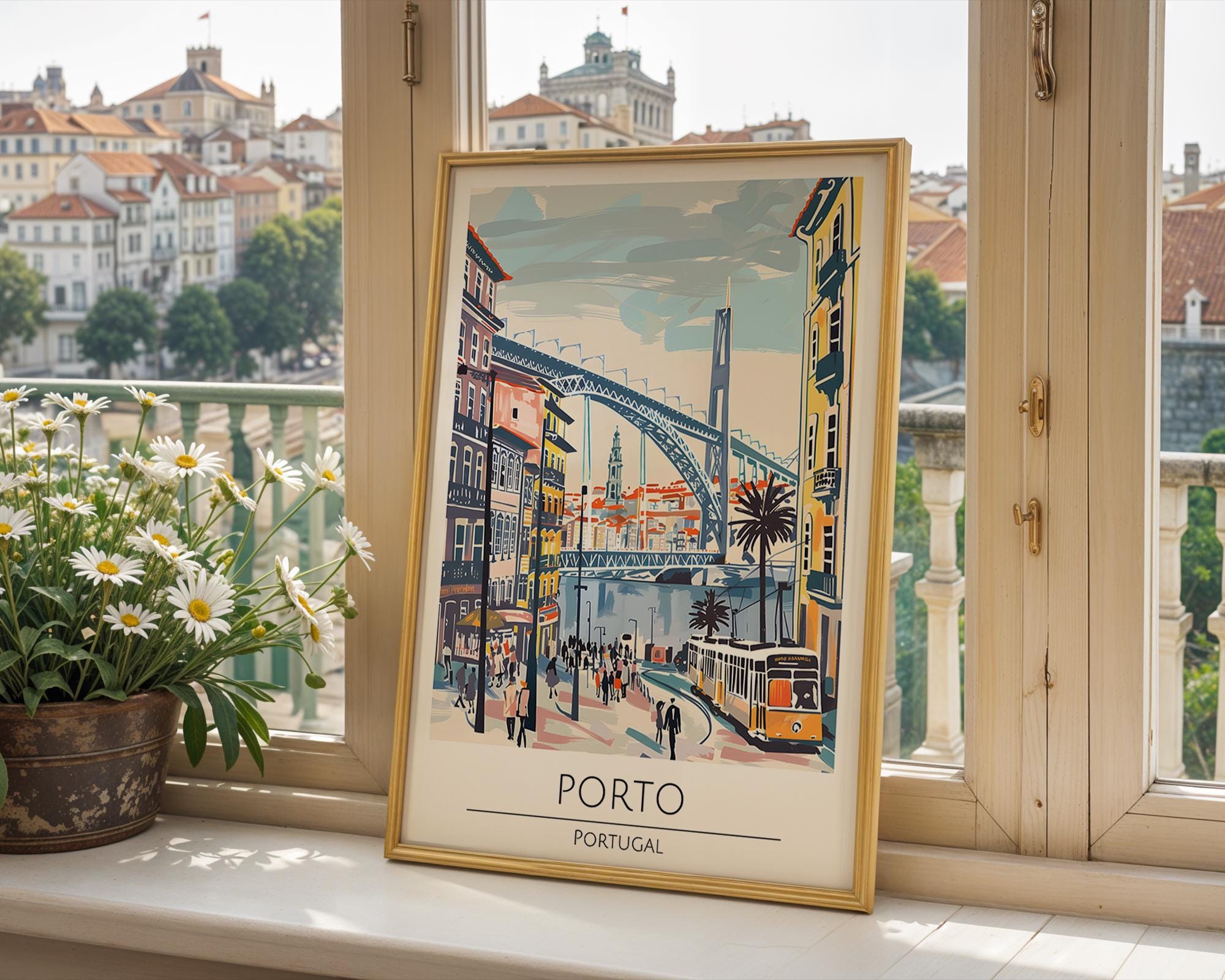Porto Portugal Travel Poster | Douro River Print wall art print, modern home decor, unframed artwork by Nomad & Nest